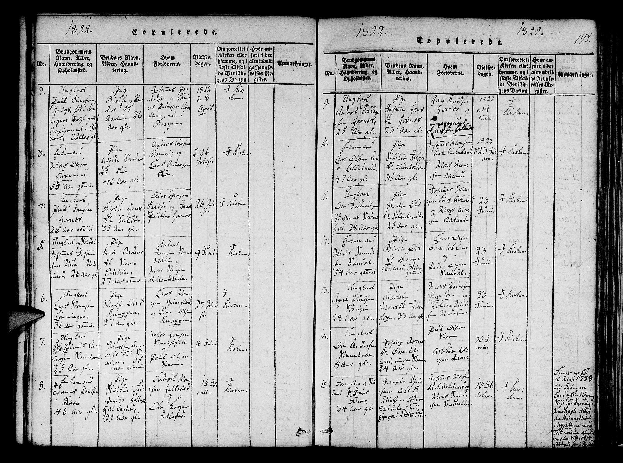Fana Sokneprestembete, SAB/A-75101/H/Haa/Haaa/L0007: Parish register (official) no. A 7, 1816-1828, p. 198