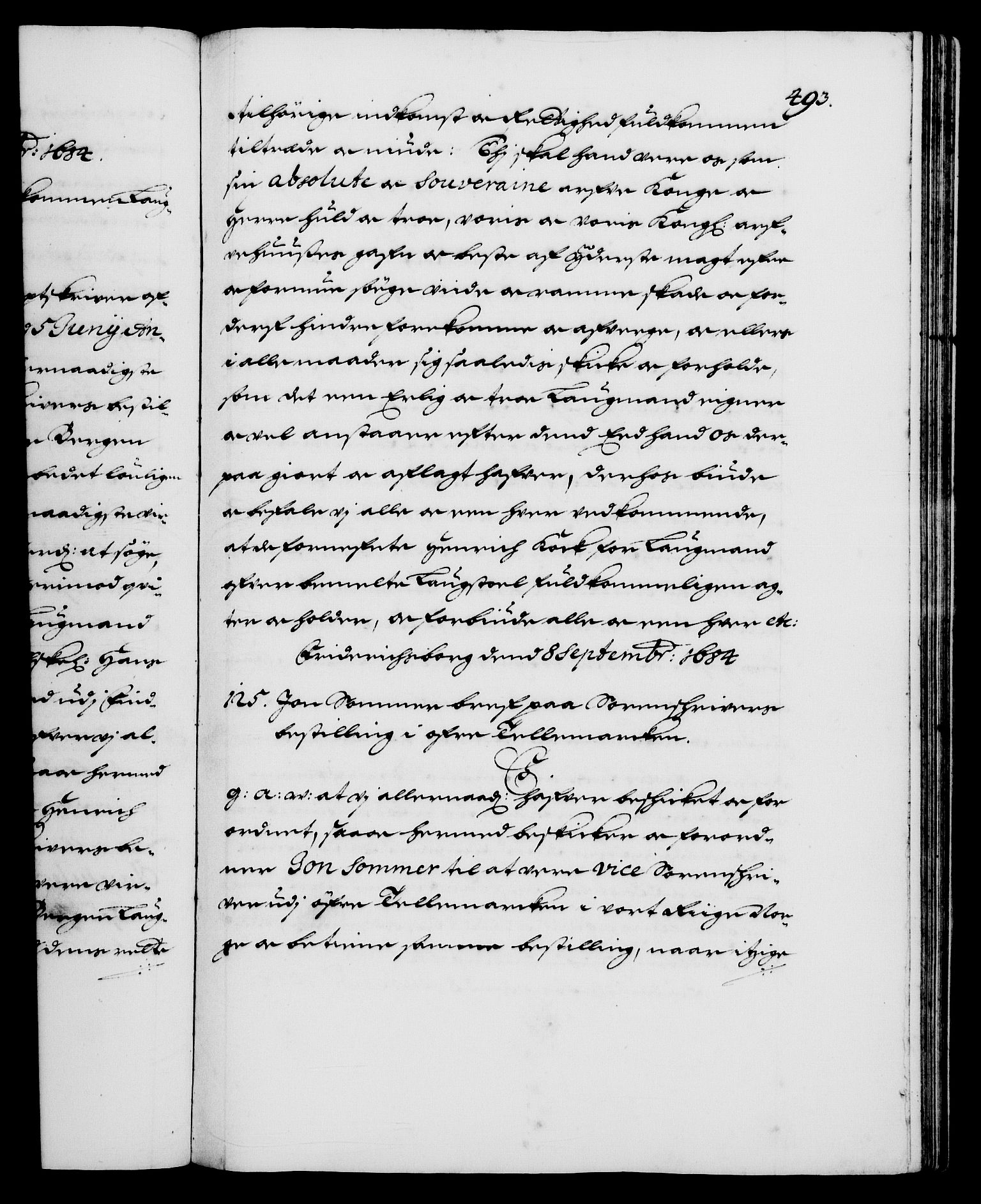 Danske Kanselli 1572-1799, RA/EA-3023/F/Fc/Fca/Fcaa/L0013: Norske registre (mikrofilm), 1681-1684, p. 493a