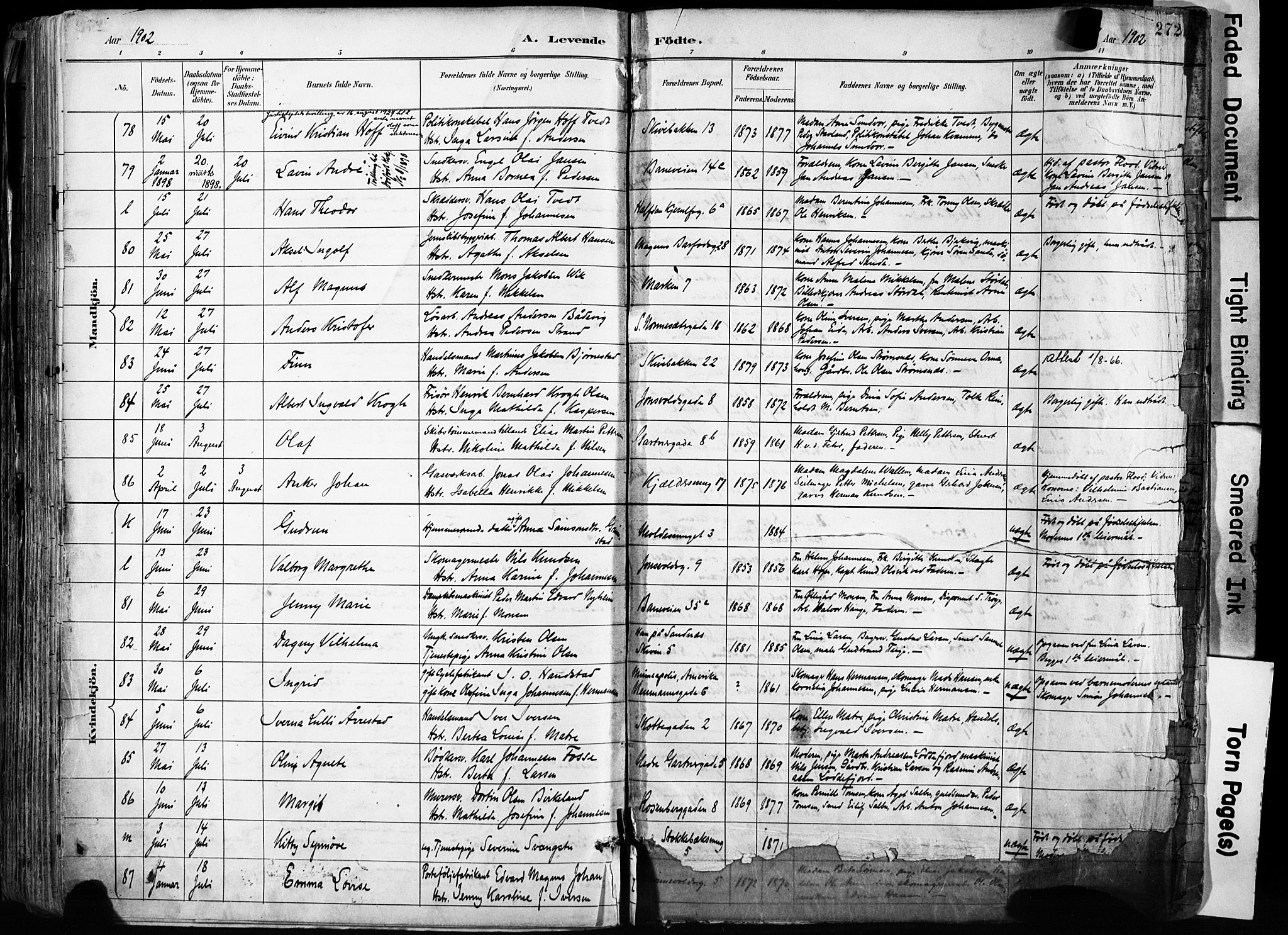 Domkirken sokneprestembete, SAB/A-74801/H/Haa/L0024: Parish register (official) no. B 7, 1888-1903, p. 272