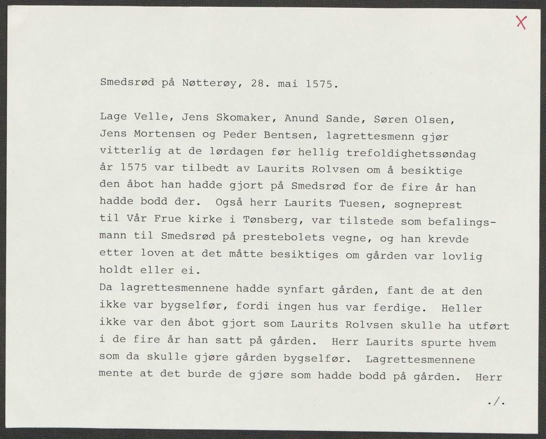 Riksarkivets diplomsamling, AV/RA-EA-5965/F15/L0022: Prestearkiv - Vestfold, 1573-1670, p. 19