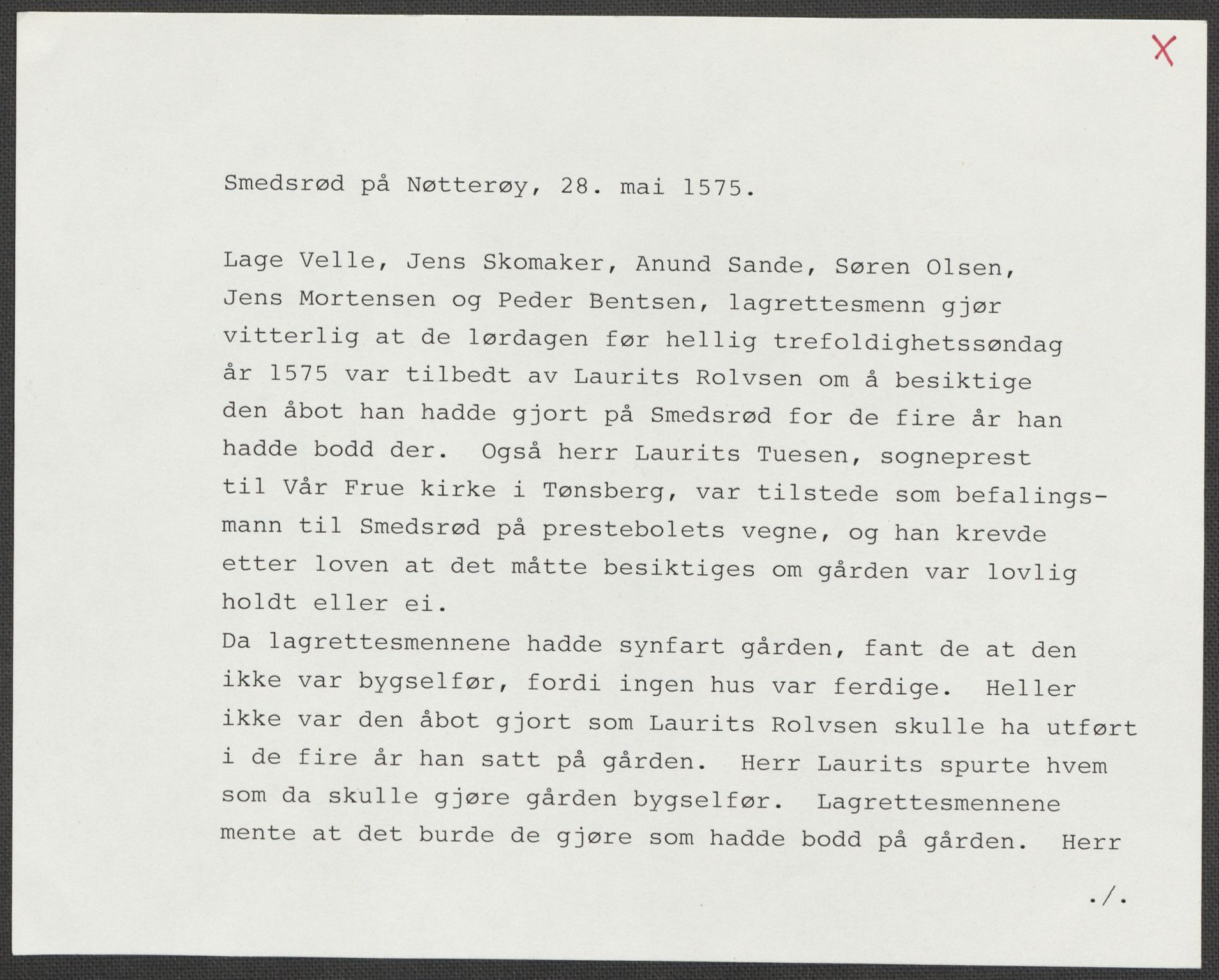 Riksarkivets diplomsamling, RA/EA-5965/F15/L0022: Prestearkiv - Vestfold, 1573-1670, p. 19