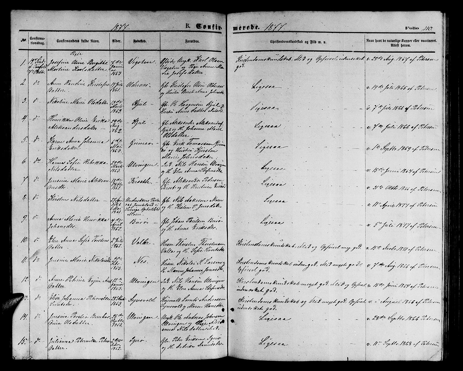 Ministerialprotokoller, klokkerbøker og fødselsregistre - Nordland, AV/SAT-A-1459/816/L0252: Parish register (copy) no. 816C02, 1871-1885, p. 110