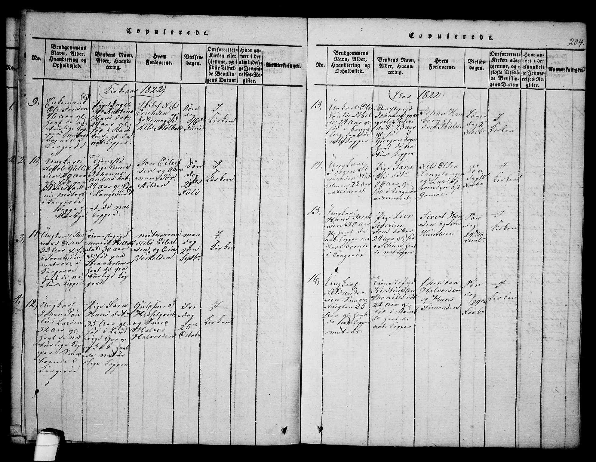 Kragerø kirkebøker, SAKO/A-278/F/Fa/L0004: Parish register (official) no. 4, 1814-1831, p. 204