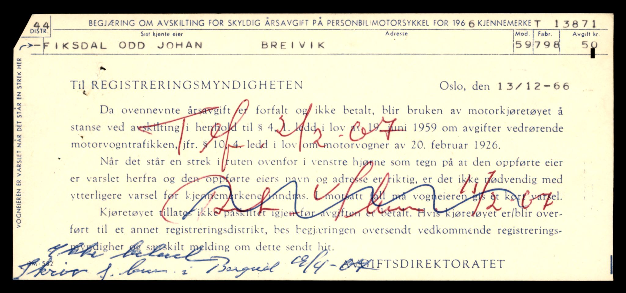 Møre og Romsdal vegkontor - Ålesund trafikkstasjon, AV/SAT-A-4099/F/Fe/L0041: Registreringskort for kjøretøy T 13710 - T 13905, 1927-1998, p. 2863