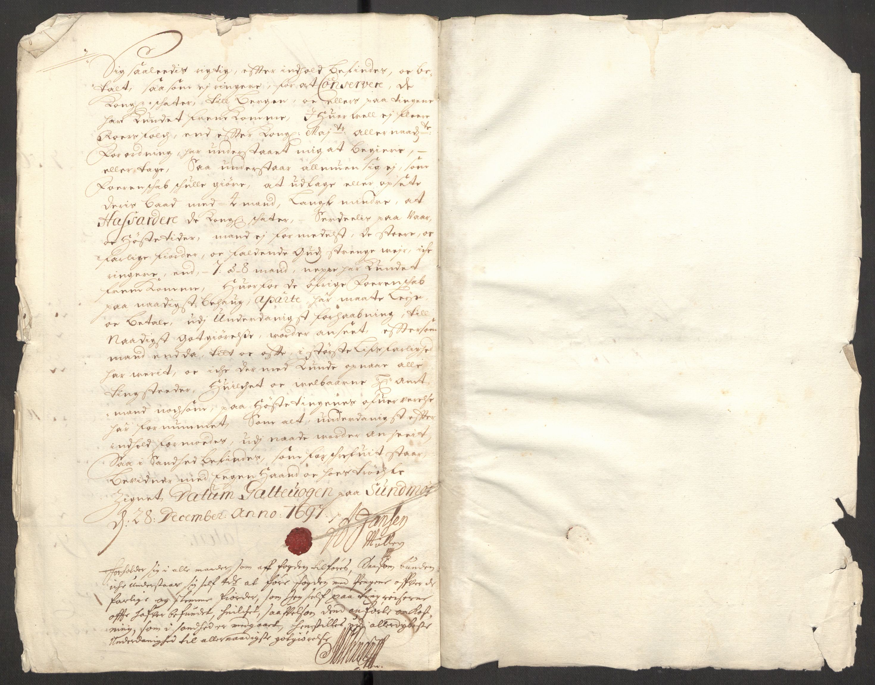 Rentekammeret inntil 1814, Reviderte regnskaper, Fogderegnskap, RA/EA-4092/R54/L3556: Fogderegnskap Sunnmøre, 1696-1698, p. 281