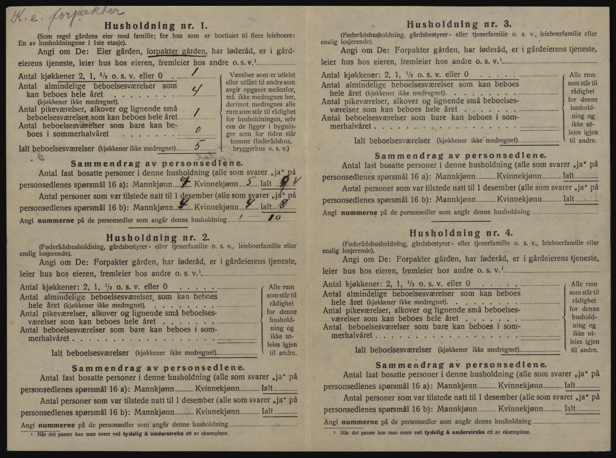 SAT, 1920 census for Tydal, 1920, p. 308