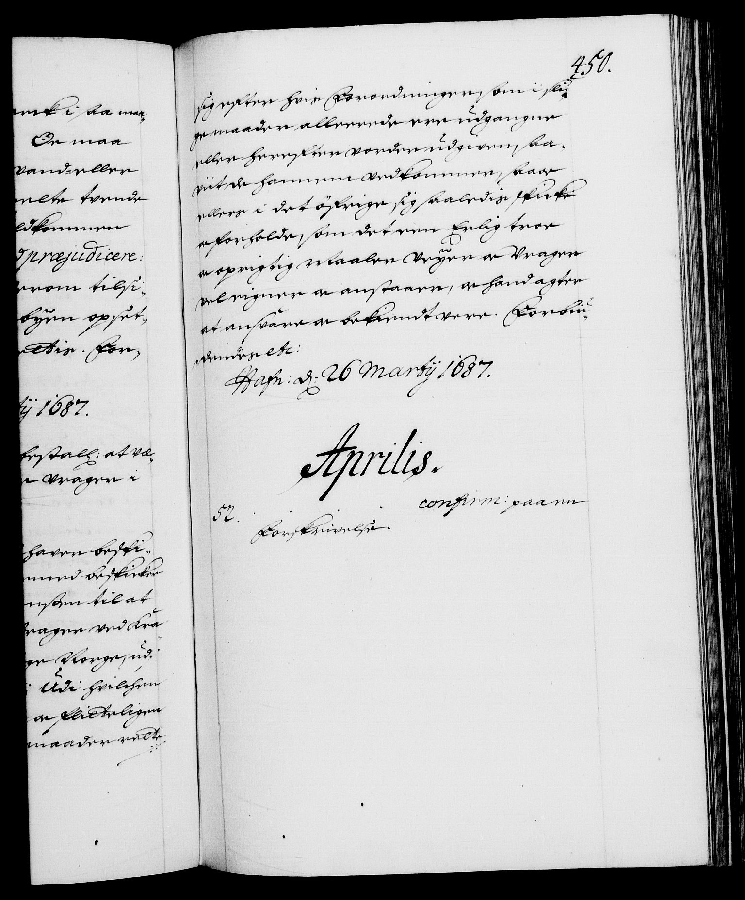 Danske Kanselli 1572-1799, AV/RA-EA-3023/F/Fc/Fca/Fcaa/L0014: Norske registre (mikrofilm), 1685-1687, p. 450a