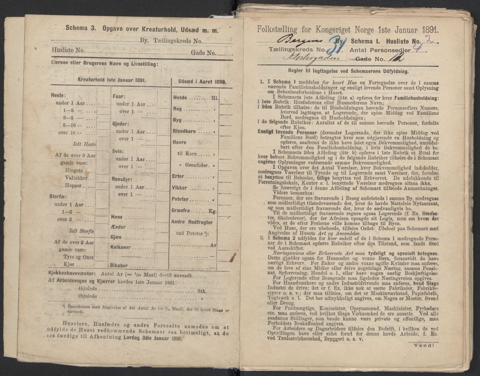 RA, 1891 Census for 1301 Bergen, 1891, p. 4825