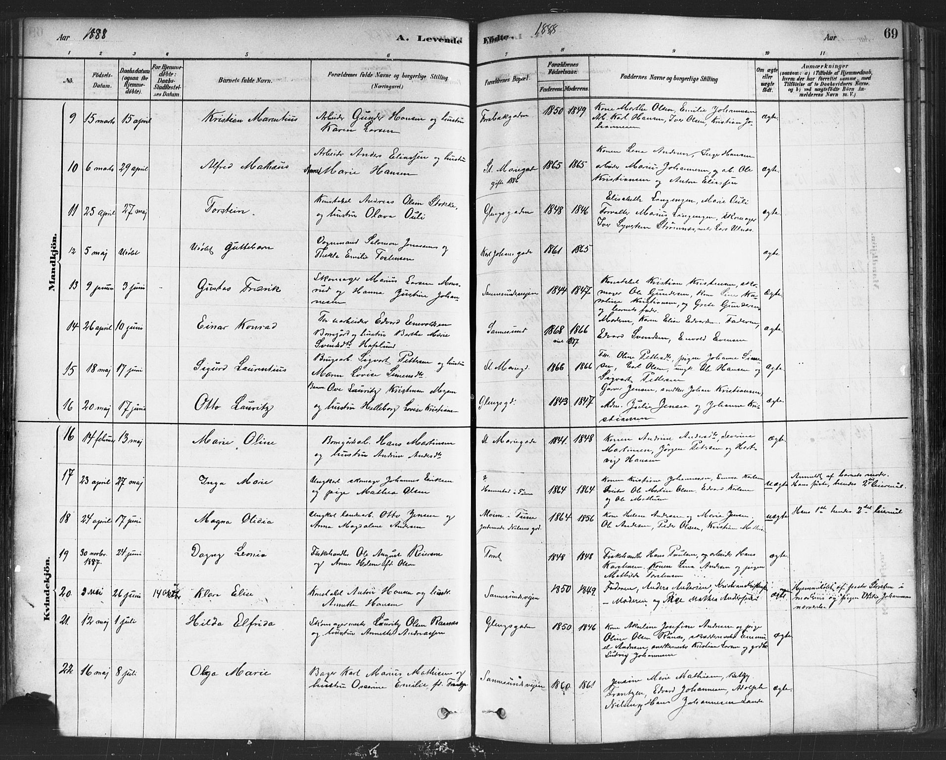 Sarpsborg prestekontor Kirkebøker, AV/SAO-A-2006/F/Fa/L0003: Parish register (official) no. 3, 1878-1891, p. 69