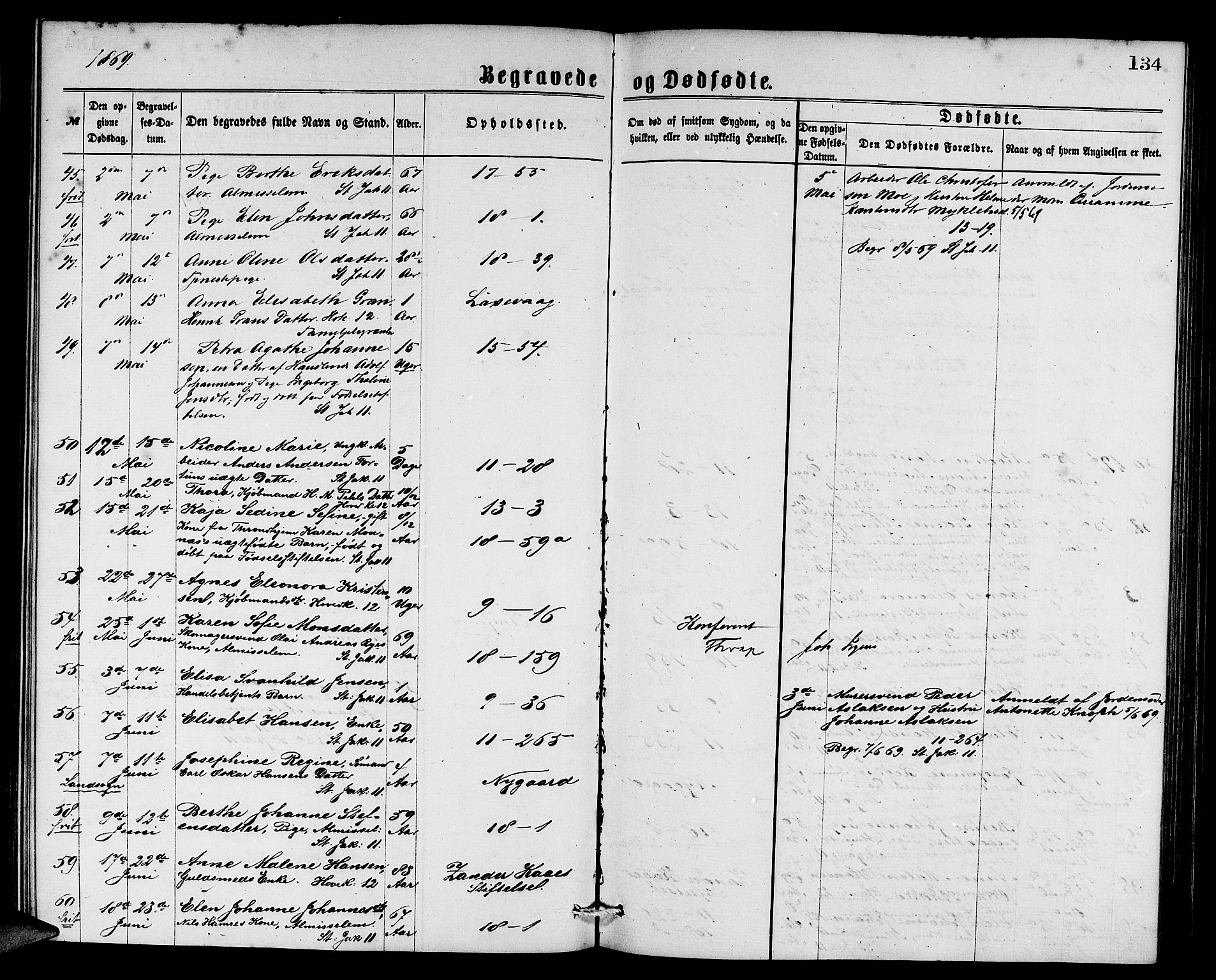 Domkirken sokneprestembete, SAB/A-74801/H/Hab/L0040: Parish register (copy) no. E 4, 1868-1877, p. 134