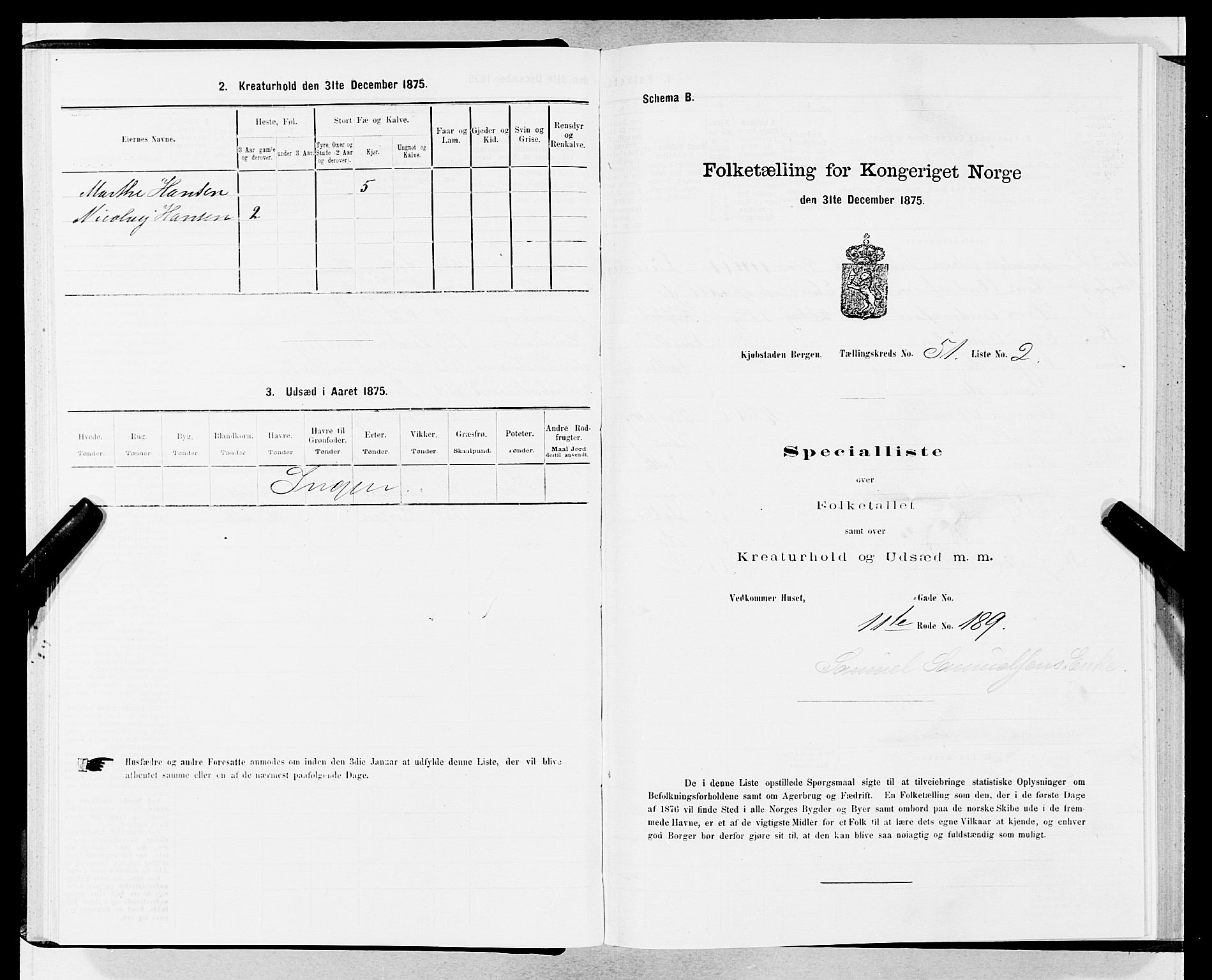 SAB, 1875 census for 1301 Bergen, 1875, p. 2674