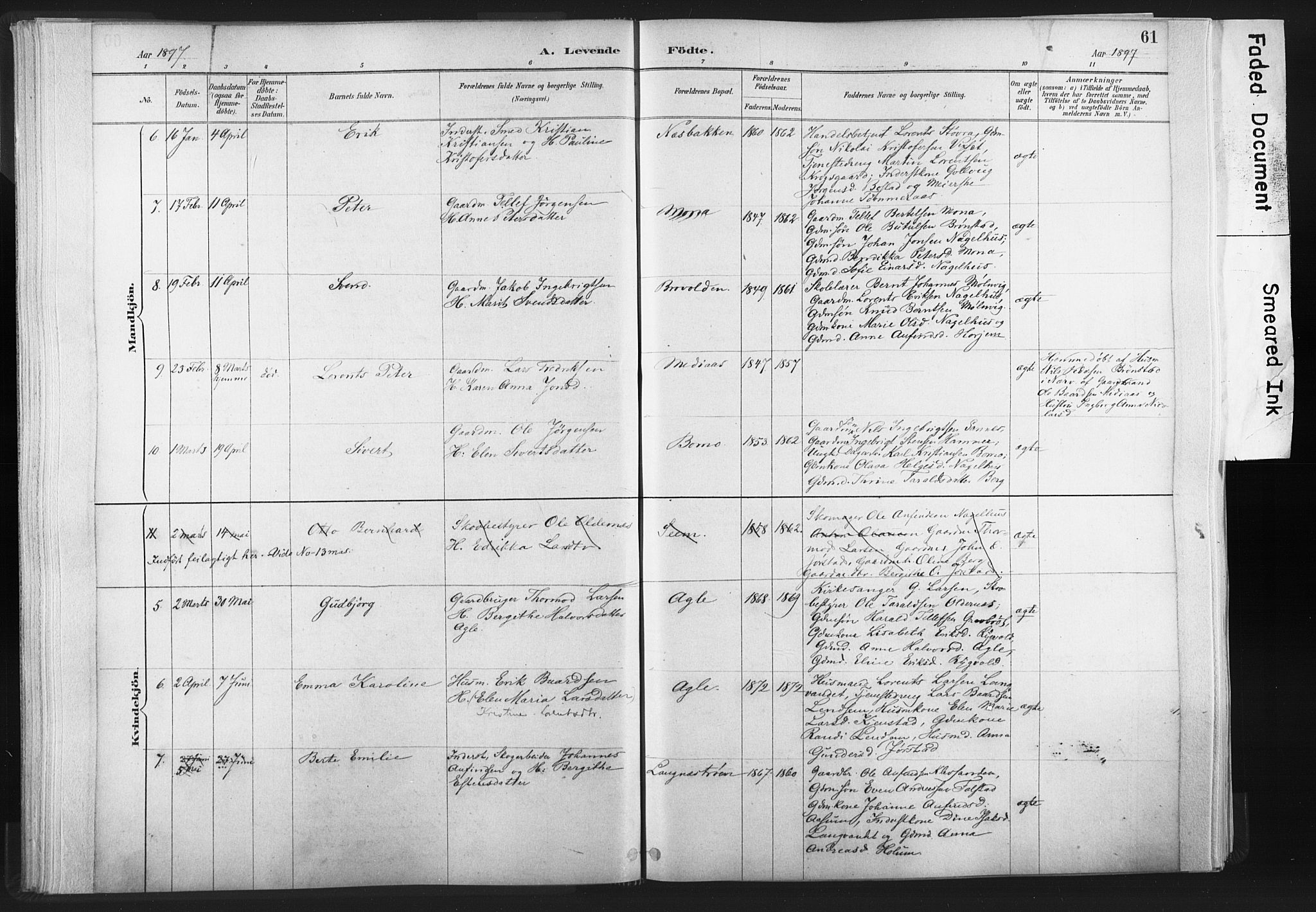 Ministerialprotokoller, klokkerbøker og fødselsregistre - Nord-Trøndelag, SAT/A-1458/749/L0474: Parish register (official) no. 749A08, 1887-1903, p. 61