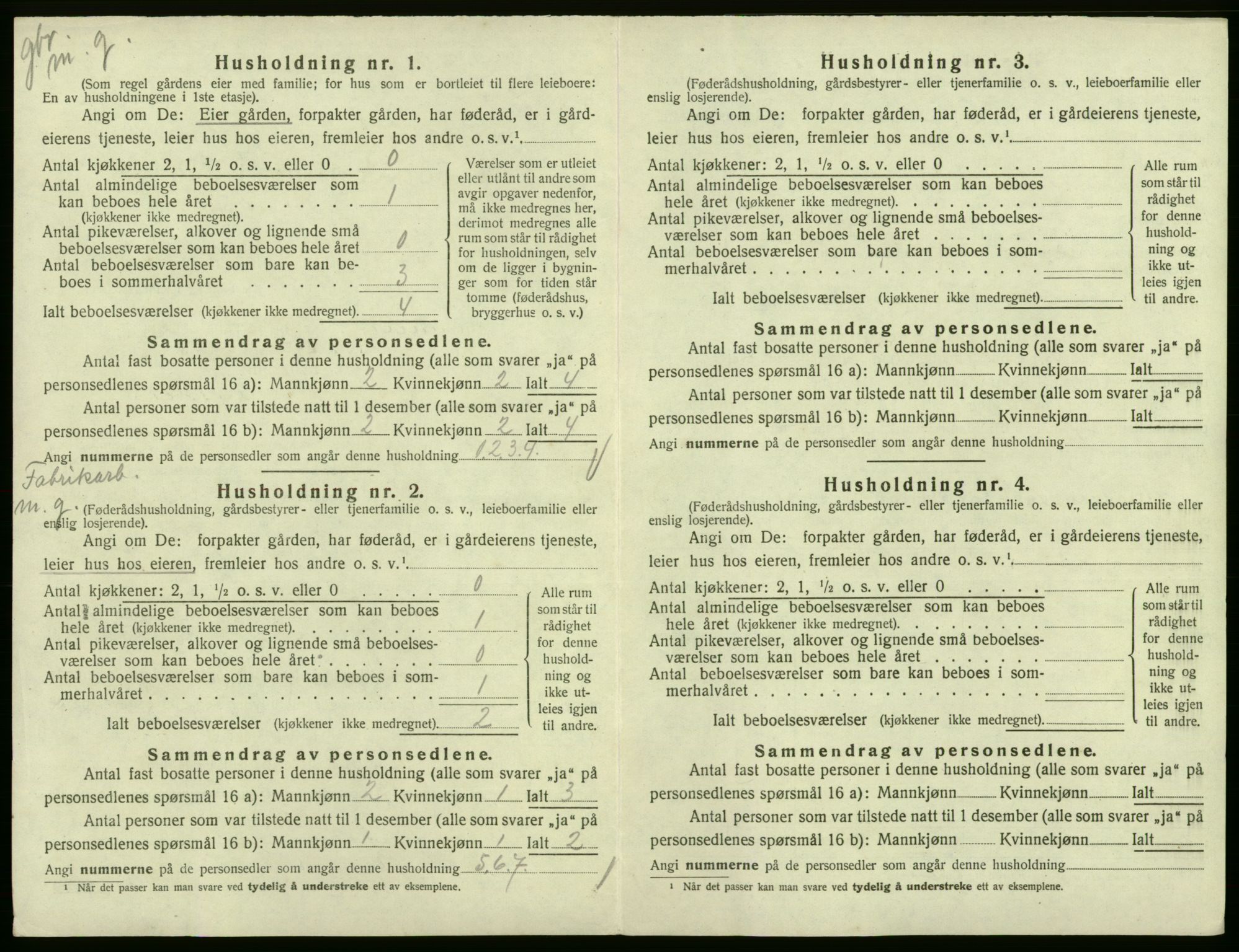 SAB, 1920 census for Ullensvang, 1920, p. 707