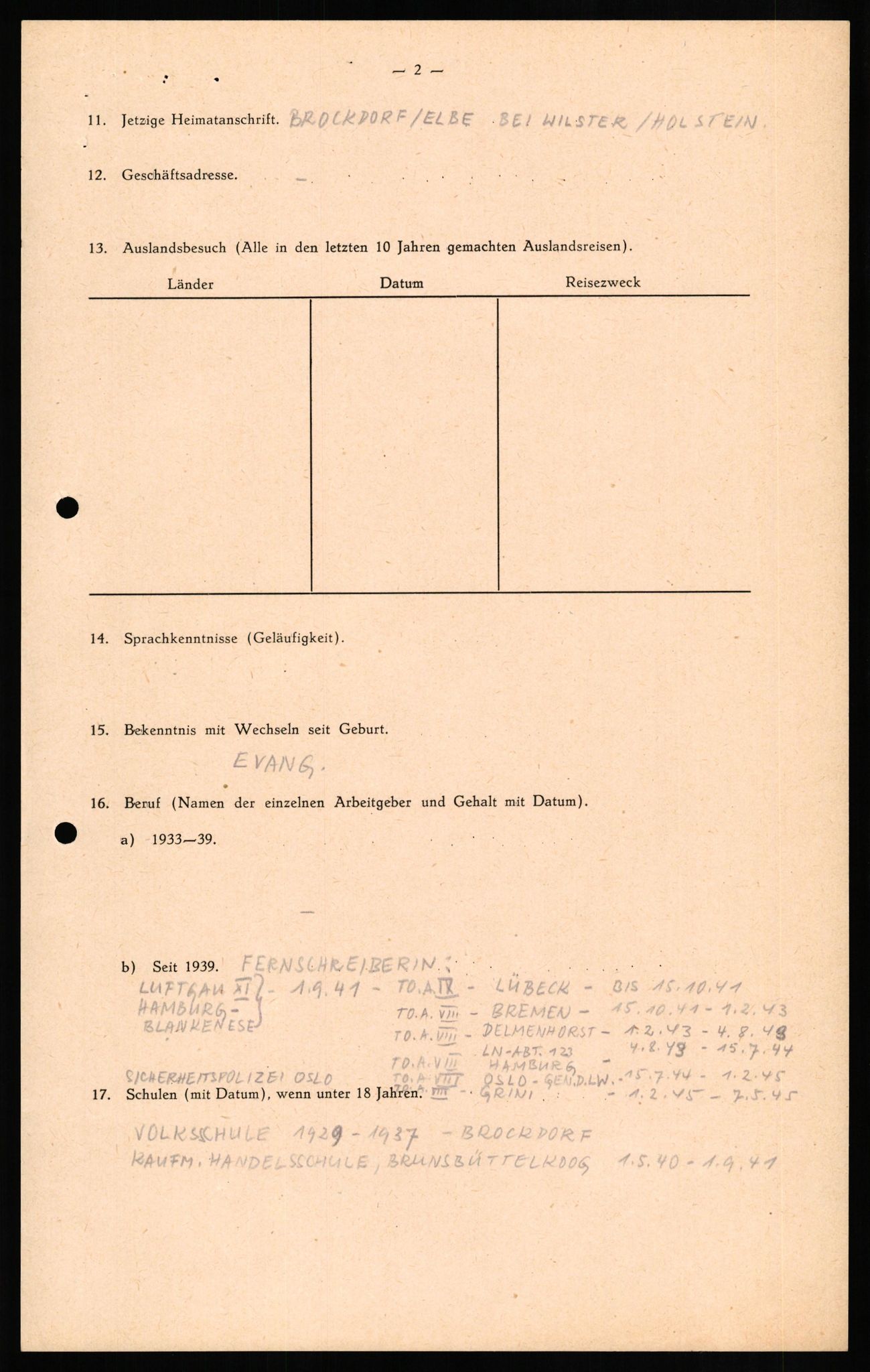 Forsvaret, Forsvarets overkommando II, AV/RA-RAFA-3915/D/Db/L0017: CI Questionaires. Tyske okkupasjonsstyrker i Norge. Tyskere., 1945-1946, p. 499