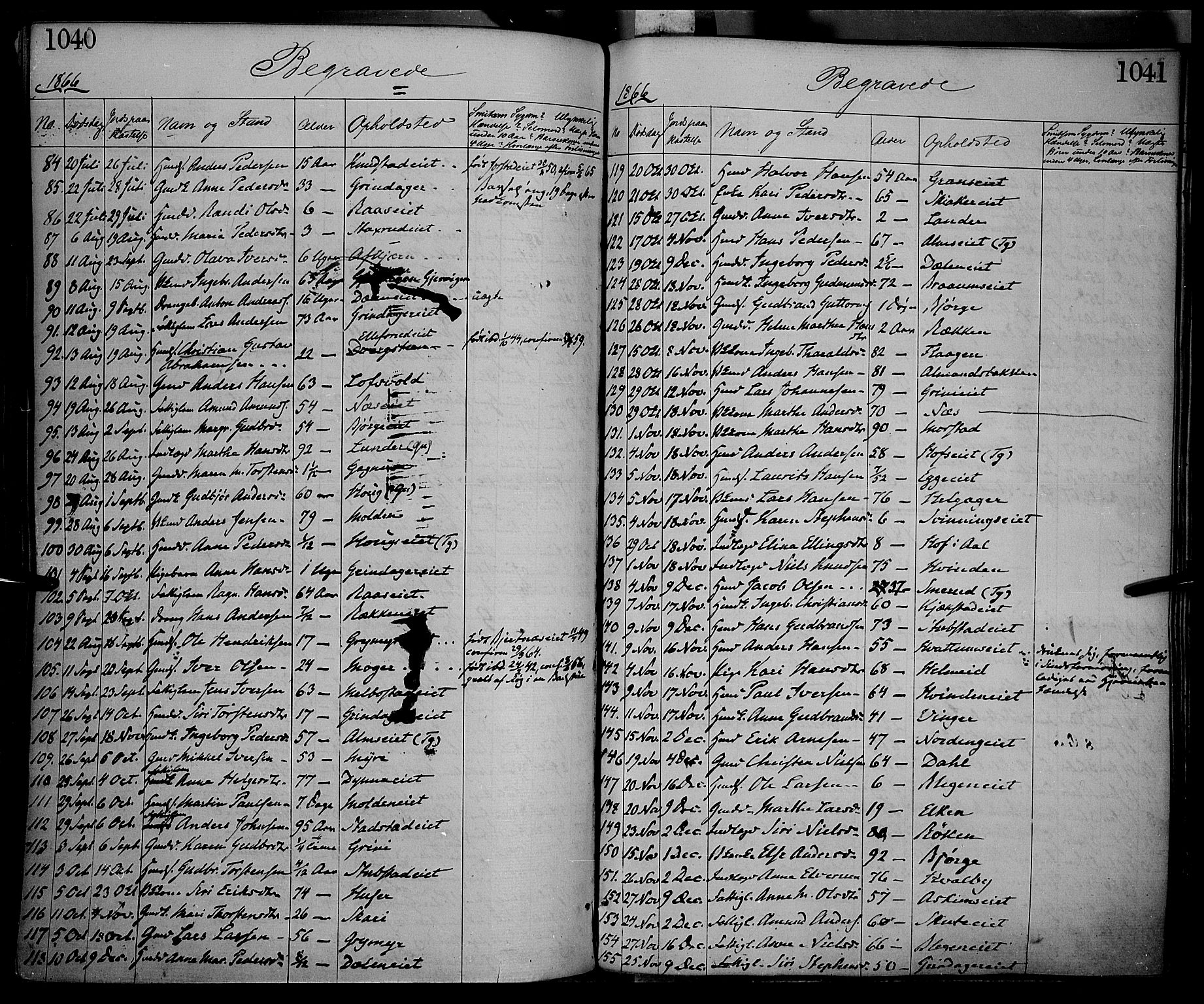 Gran prestekontor, SAH/PREST-112/H/Ha/Haa/L0012: Parish register (official) no. 12, 1856-1874, p. 1040-1041