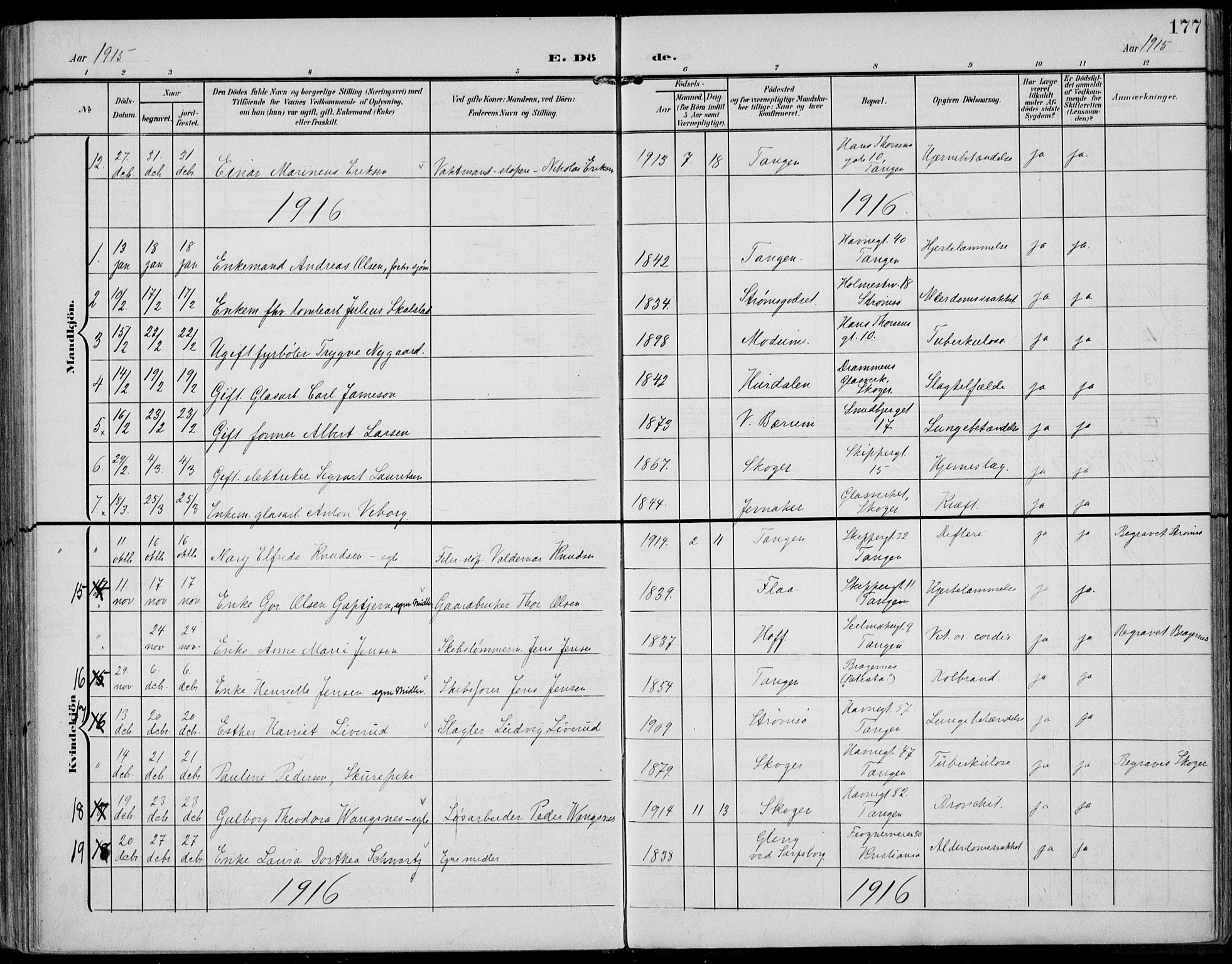 Strømsø kirkebøker, AV/SAKO-A-246/F/Fb/L0008: Parish register (official) no. II 8, 1902-1933, p. 177