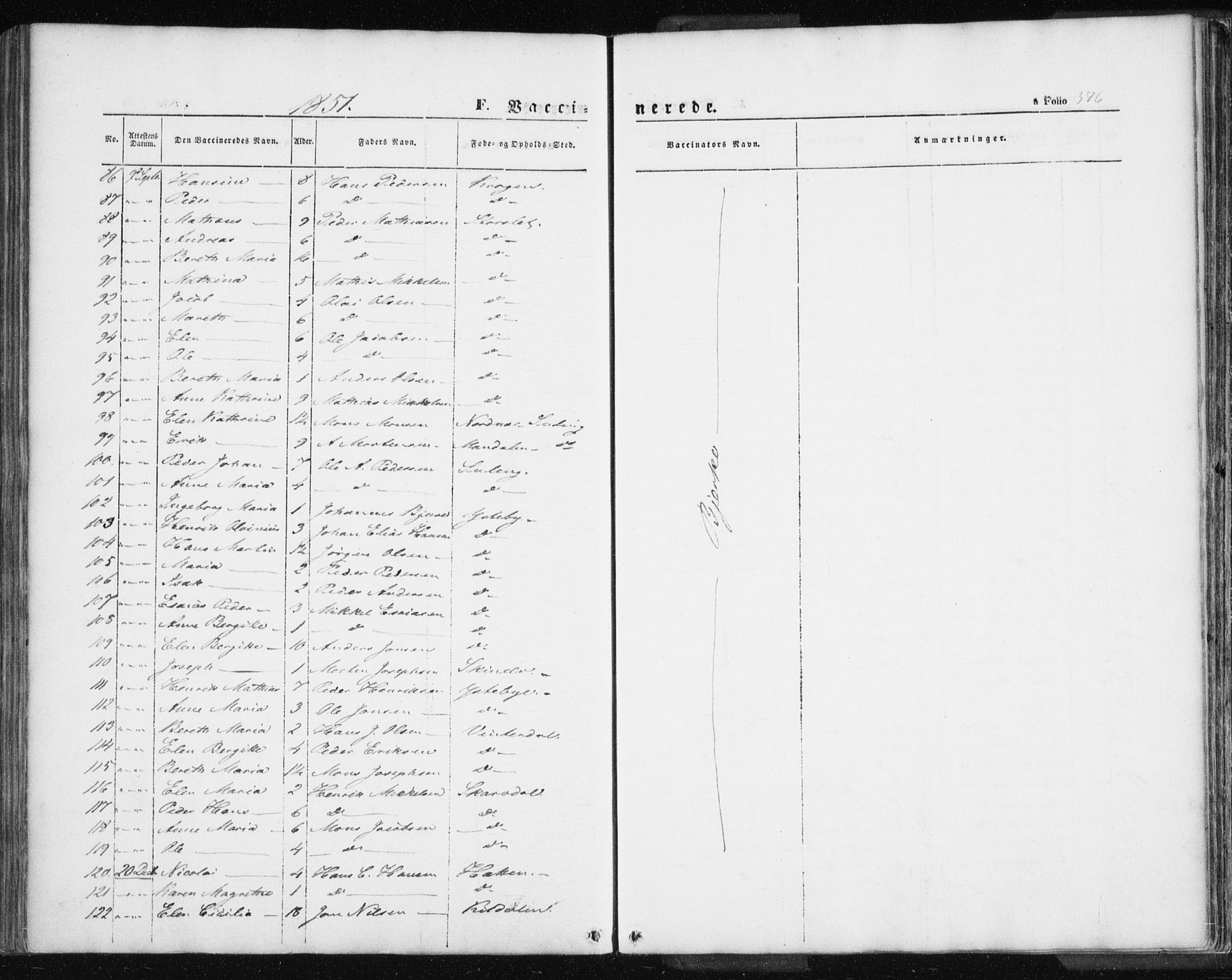 Lyngen sokneprestembete, AV/SATØ-S-1289/H/He/Hea/L0004kirke: Parish register (official) no. 4, 1839-1858, p. 376