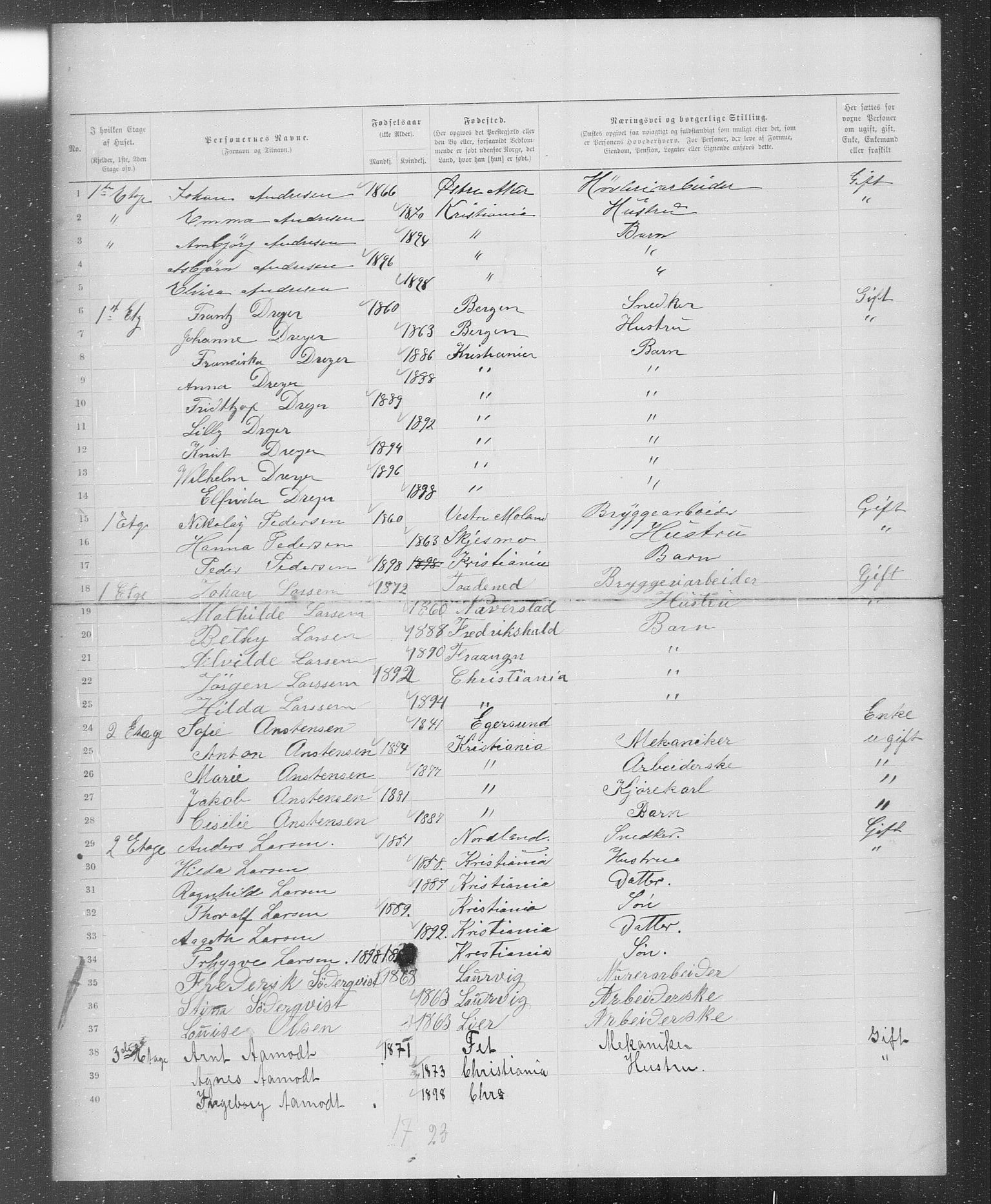 OBA, Municipal Census 1899 for Kristiania, 1899, p. 2112