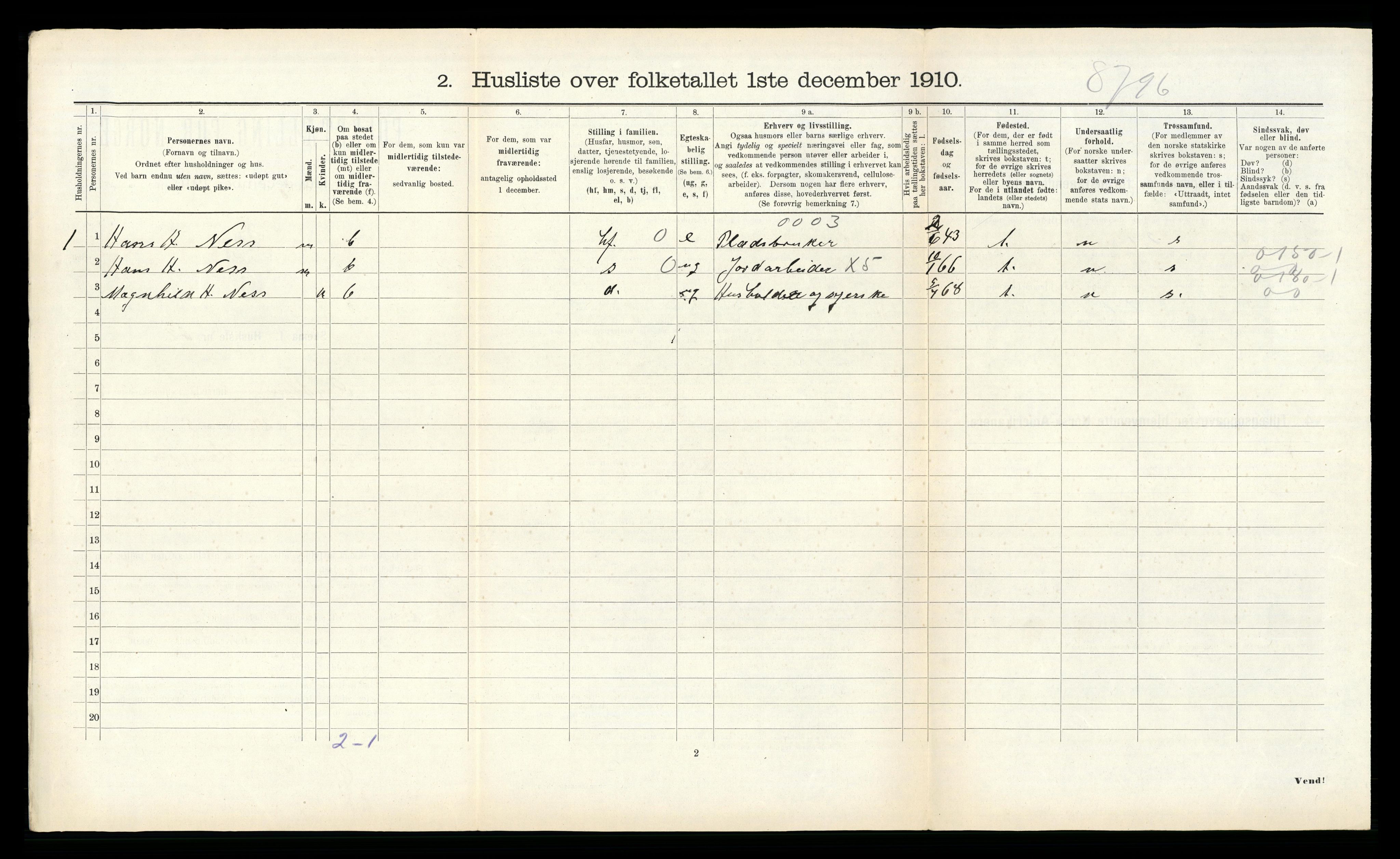 RA, 1910 census for Grytten, 1910, p. 441