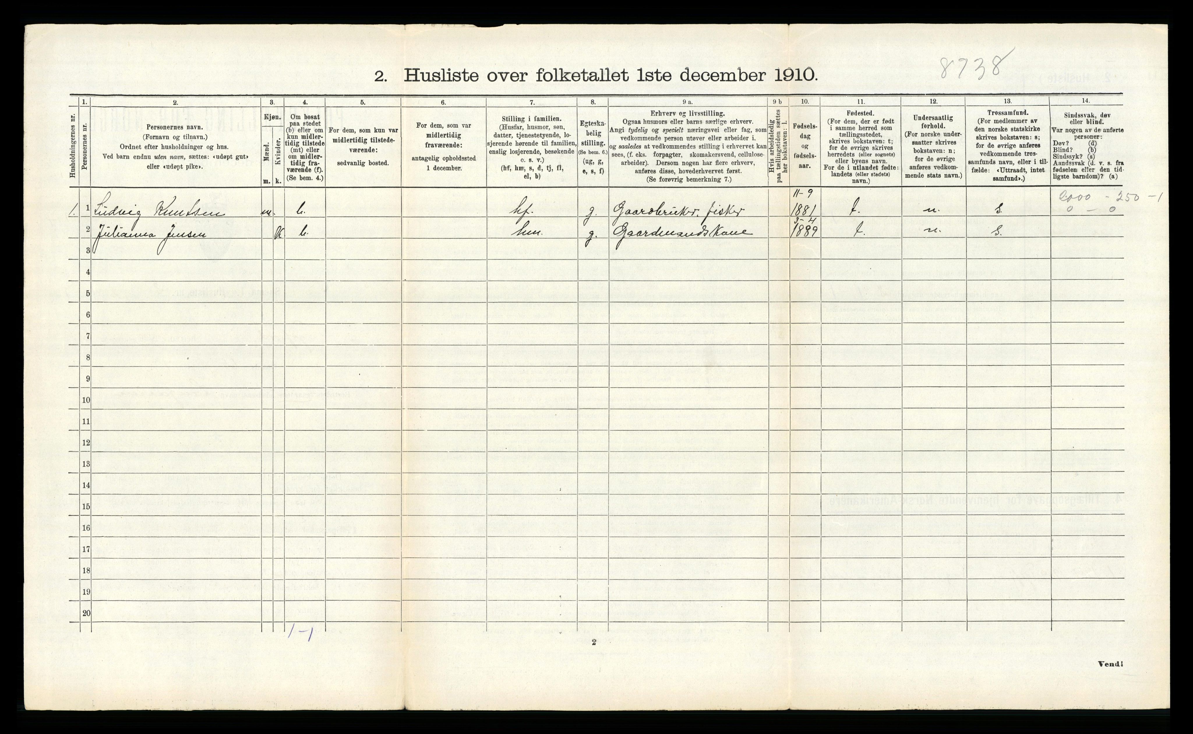 RA, 1910 census for Tysfjord, 1910, p. 714