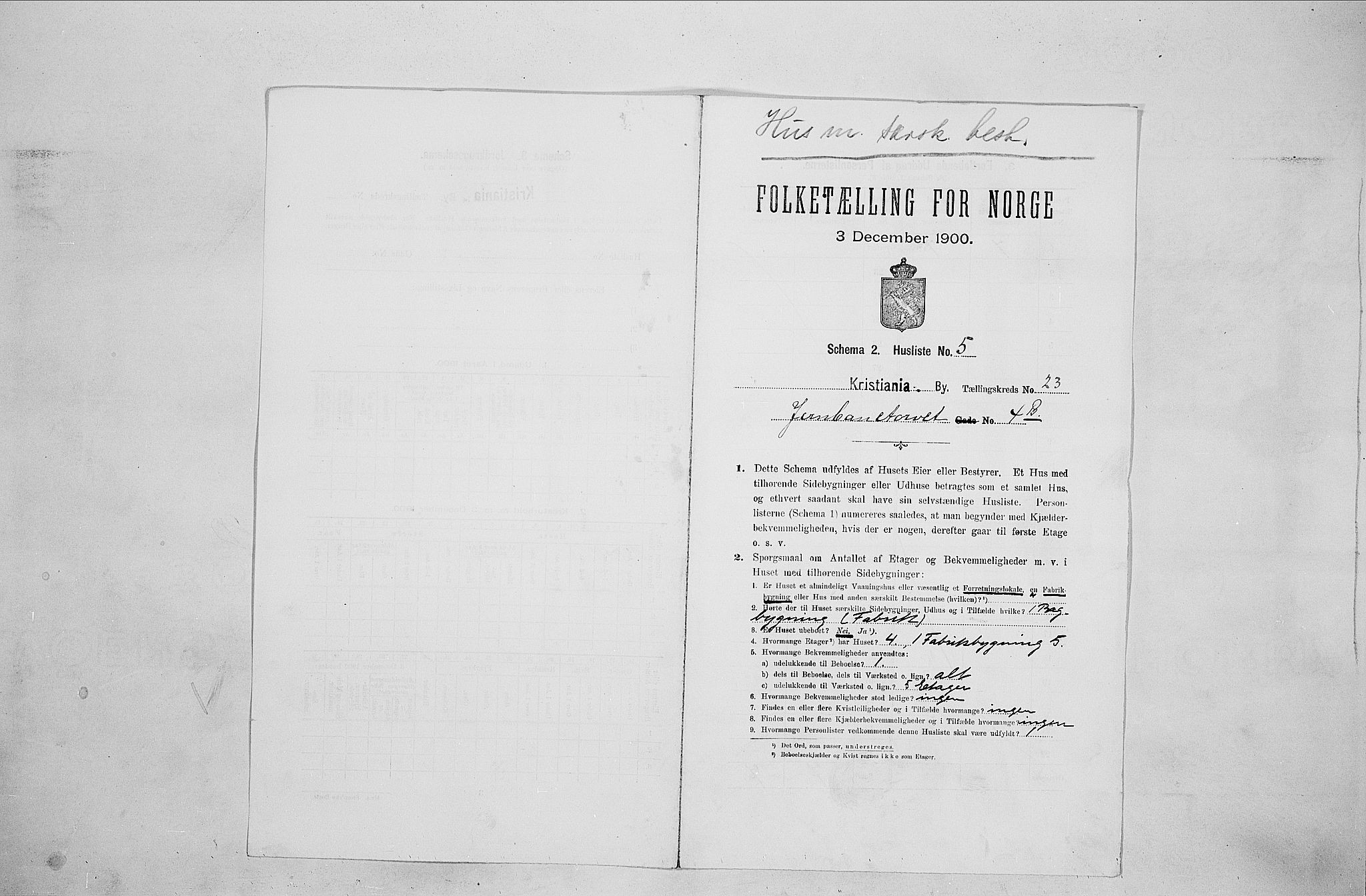 SAO, 1900 census for Kristiania, 1900, p. 43827