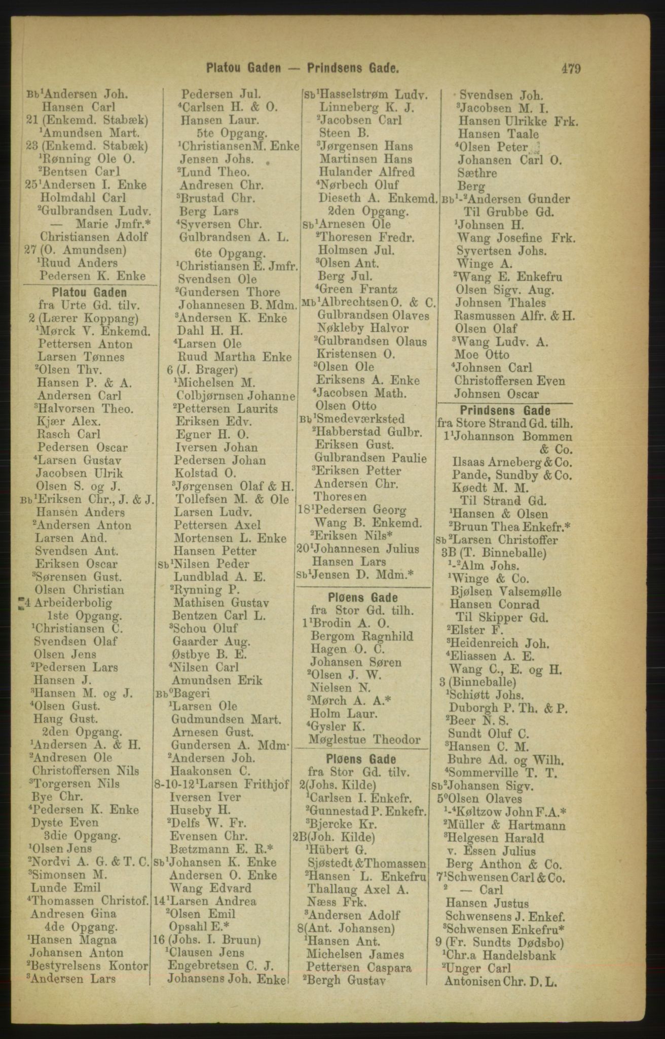 Kristiania/Oslo adressebok, PUBL/-, 1888, p. 479