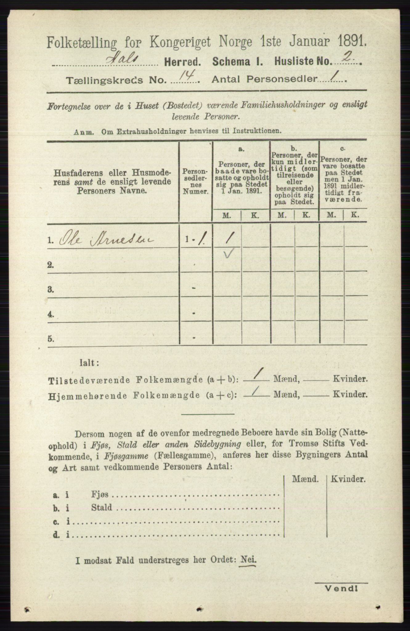 RA, 1891 census for 0619 Ål, 1891, p. 3509