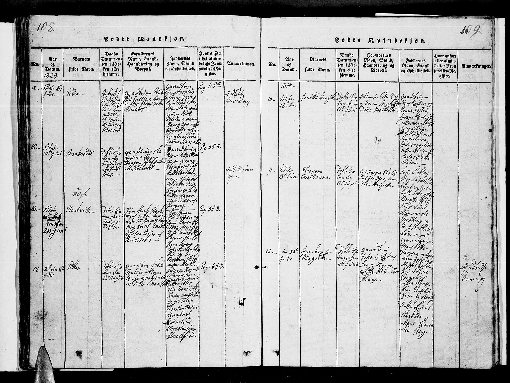 Ministerialprotokoller, klokkerbøker og fødselsregistre - Nordland, AV/SAT-A-1459/855/L0812: Parish register (copy) no. 855C01, 1821-1838, p. 108-109