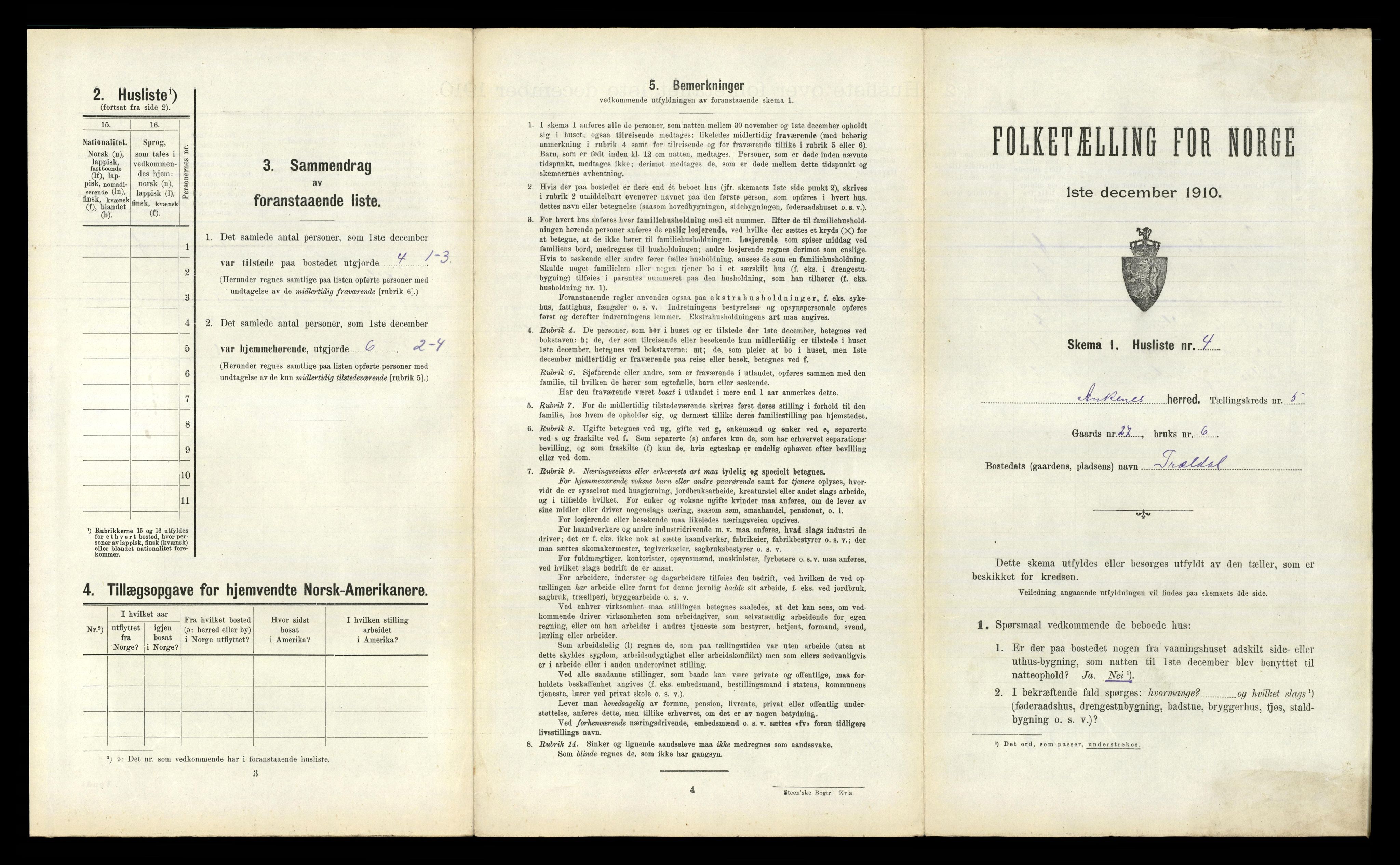 RA, 1910 census for Ankenes, 1910, p. 341