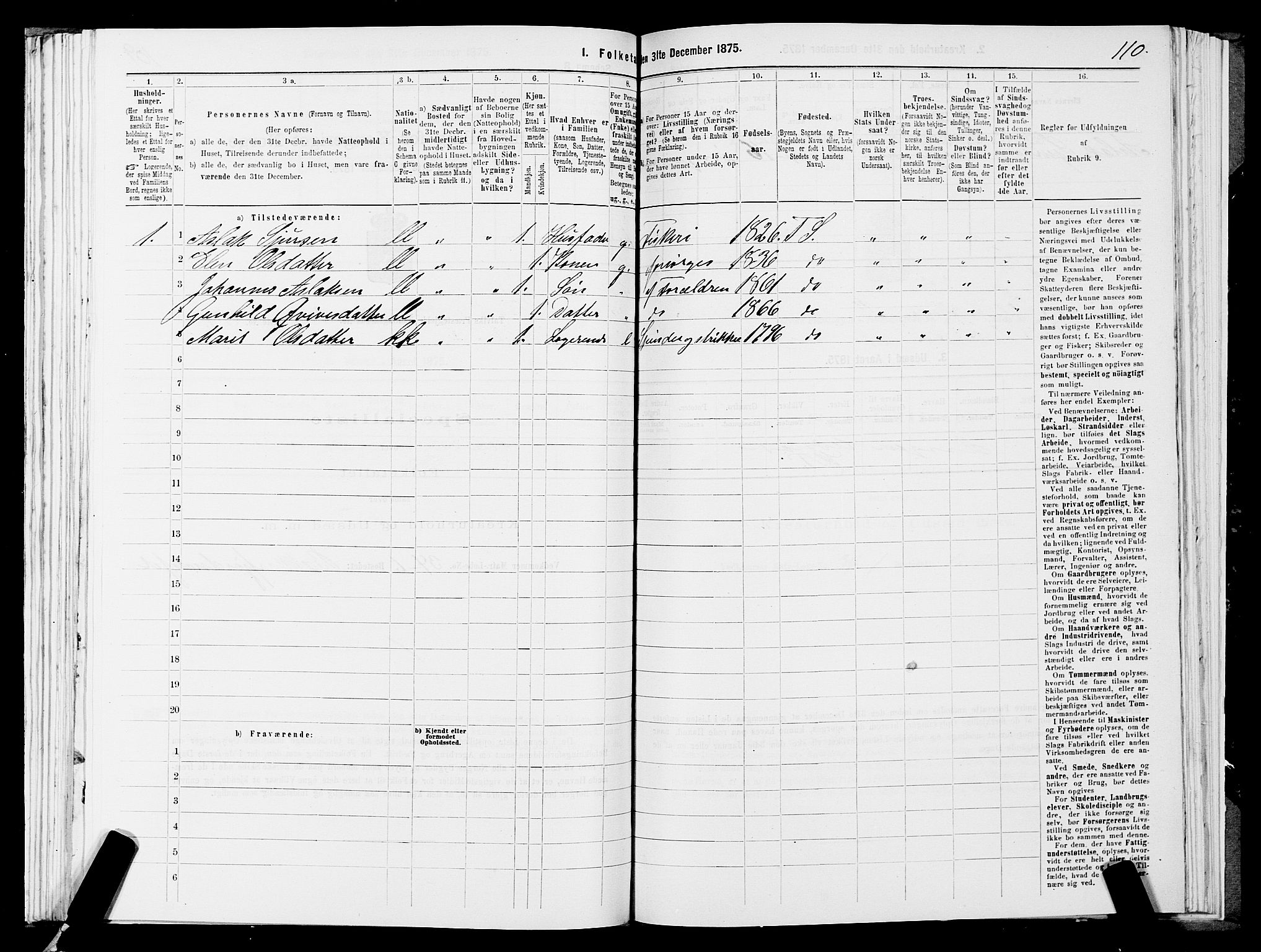 SATØ, 1875 census for 2013P Talvik, 1875, p. 2110