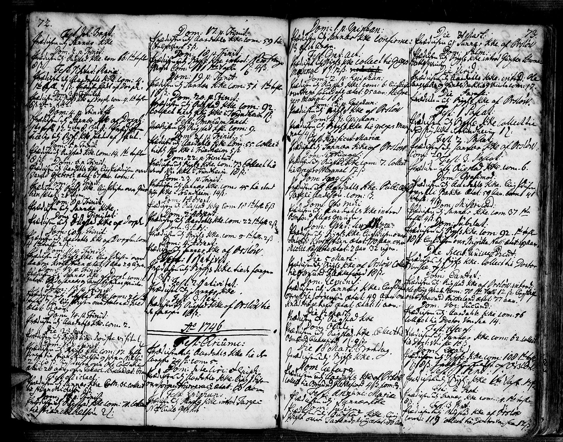 Bygland sokneprestkontor, SAK/1111-0006/F/Fa/Fab/L0001: Parish register (official) no. A 1, 1725-1766, p. 72-73