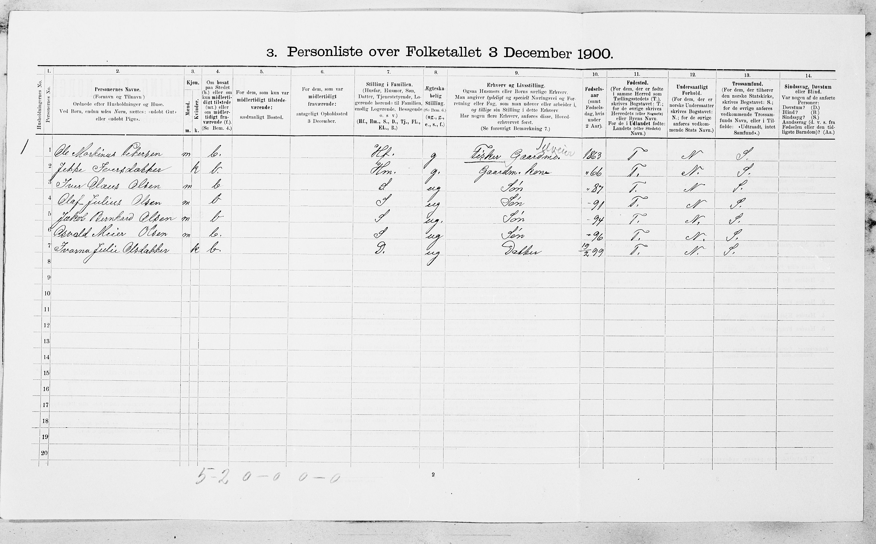 SAT, 1900 census for Osen, 1900, p. 428