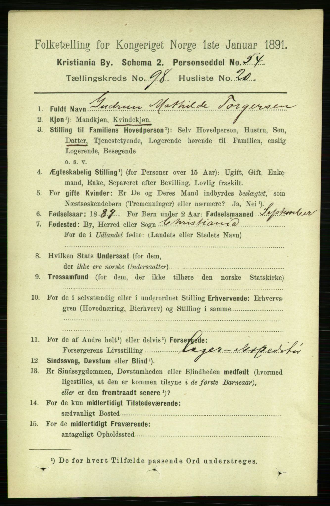 RA, 1891 census for 0301 Kristiania, 1891, p. 48382