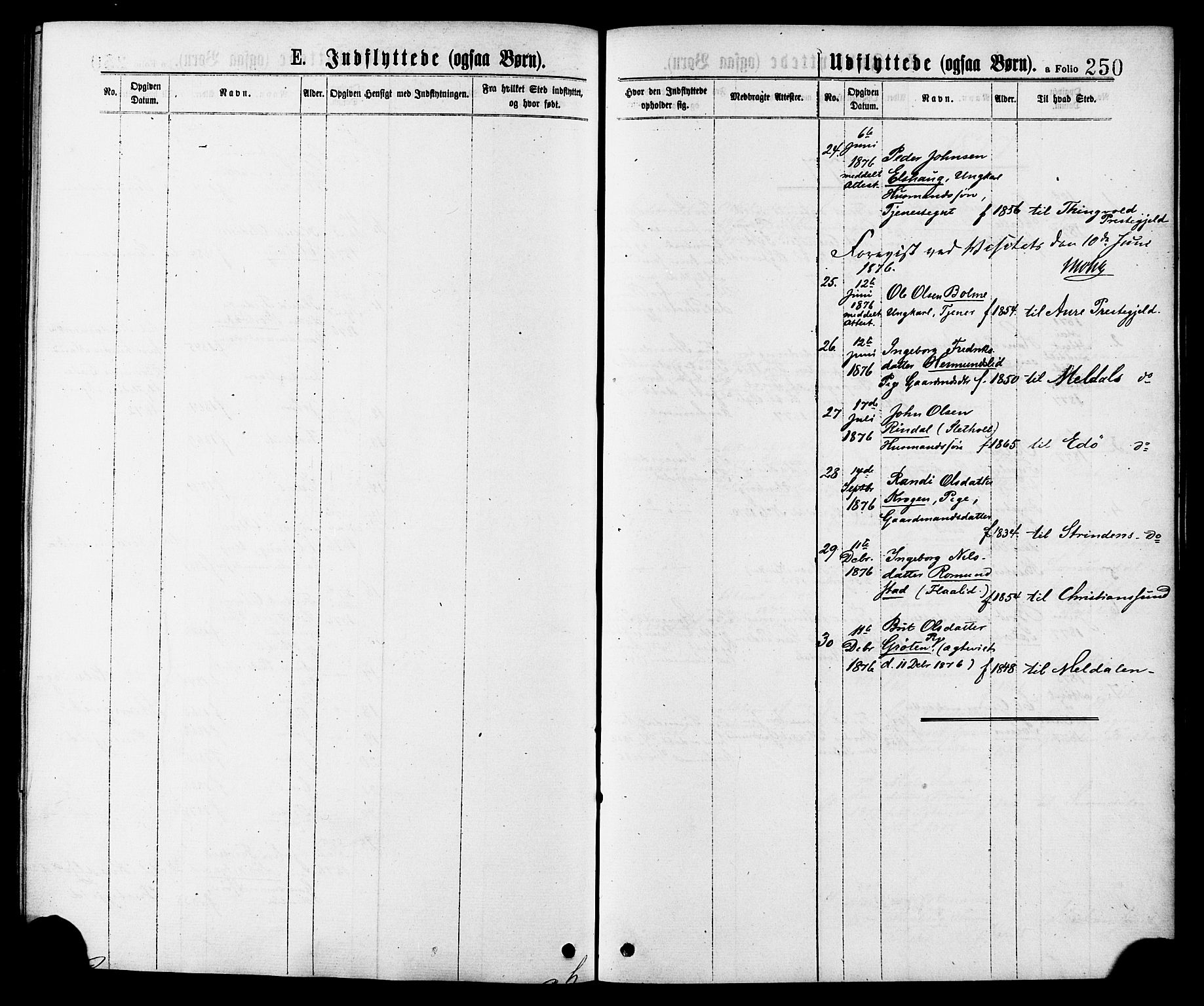 Ministerialprotokoller, klokkerbøker og fødselsregistre - Møre og Romsdal, SAT/A-1454/598/L1068: Parish register (official) no. 598A02, 1872-1881, p. 250