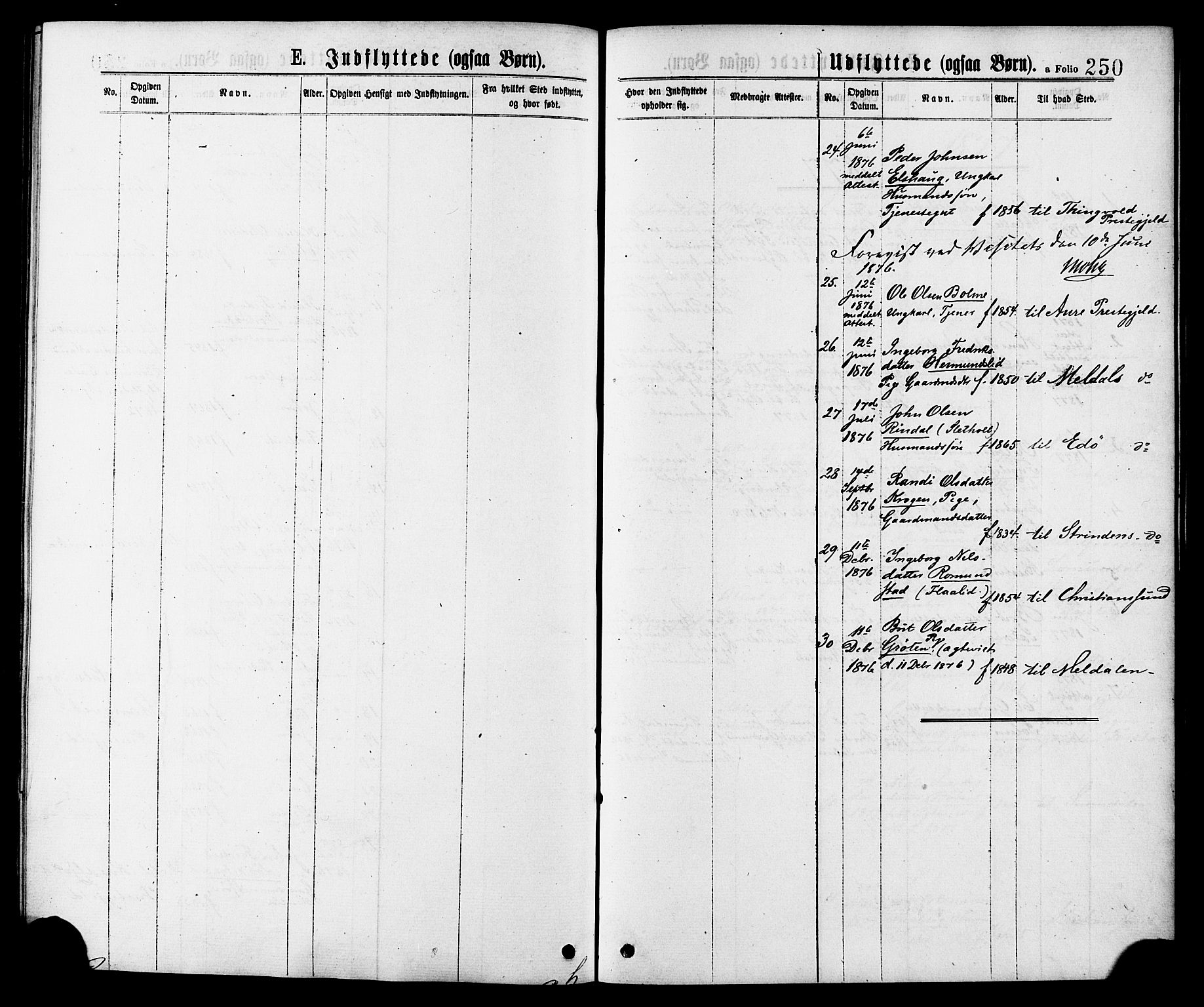 Ministerialprotokoller, klokkerbøker og fødselsregistre - Møre og Romsdal, AV/SAT-A-1454/598/L1068: Parish register (official) no. 598A02, 1872-1881, p. 250