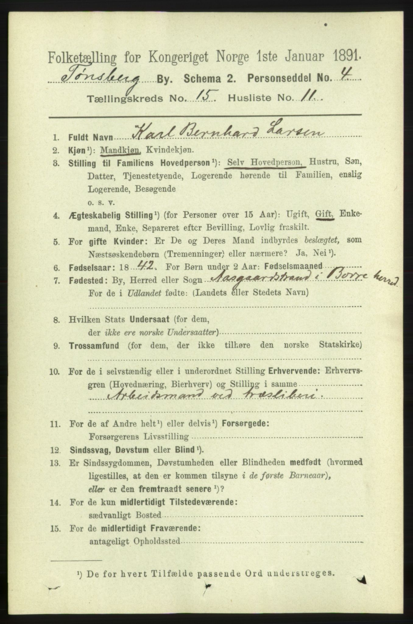 RA, 1891 census for 0705 Tønsberg, 1891, p. 4783