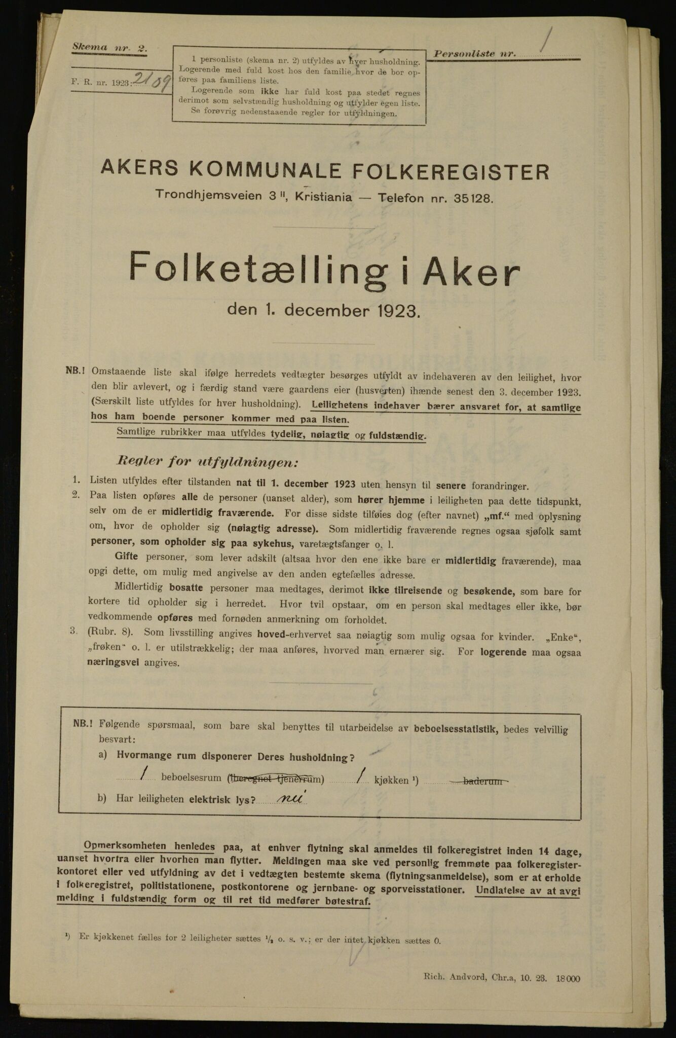 , Municipal Census 1923 for Aker, 1923, p. 35820