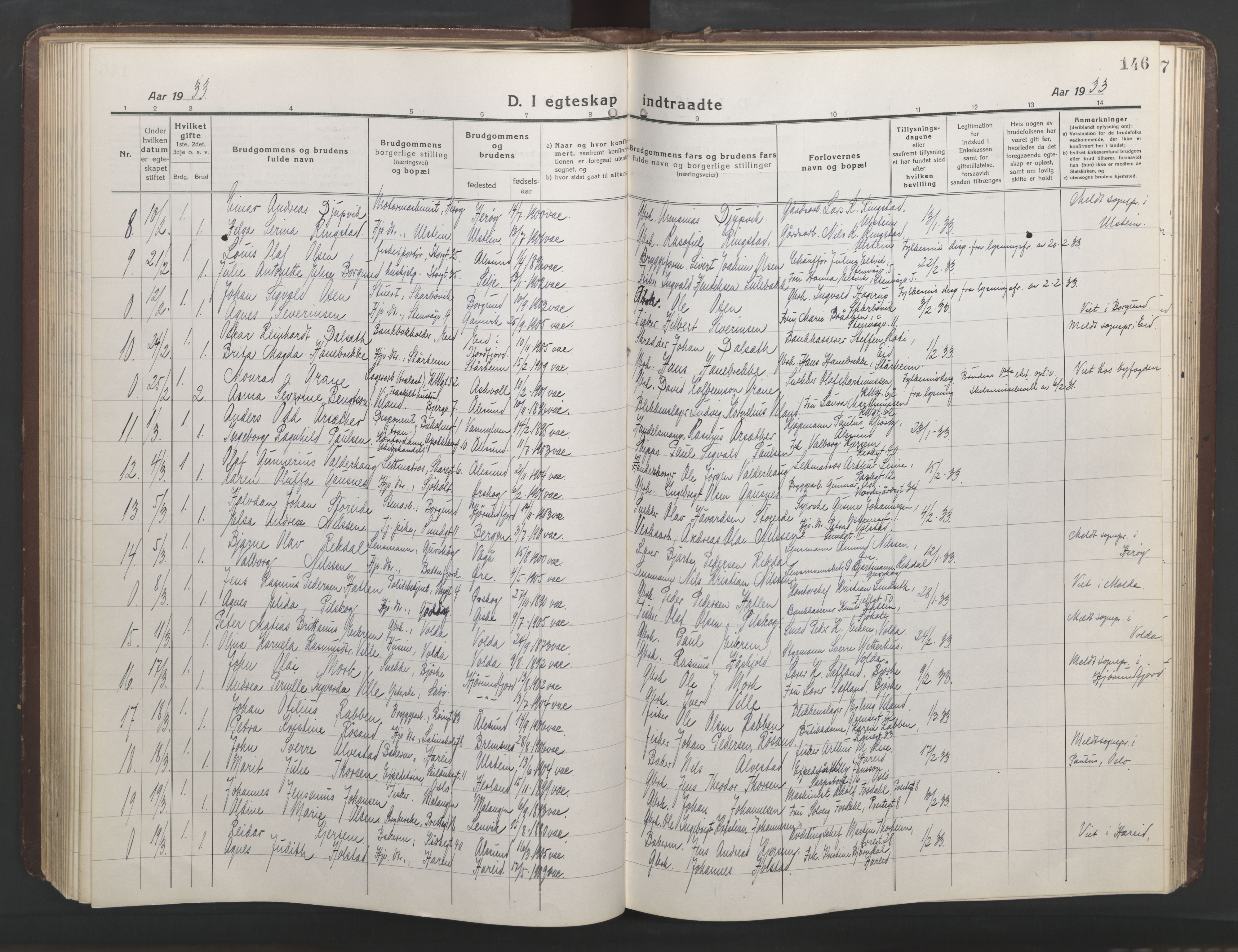 Ministerialprotokoller, klokkerbøker og fødselsregistre - Møre og Romsdal, AV/SAT-A-1454/529/L0473: Parish register (copy) no. 529C10, 1918-1941, p. 146