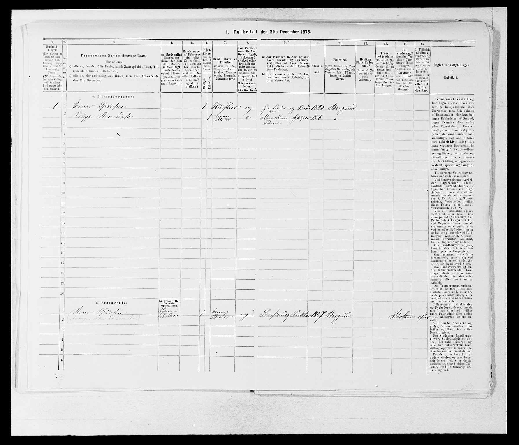 SAB, 1875 census for 1422P Lærdal, 1875, p. 894