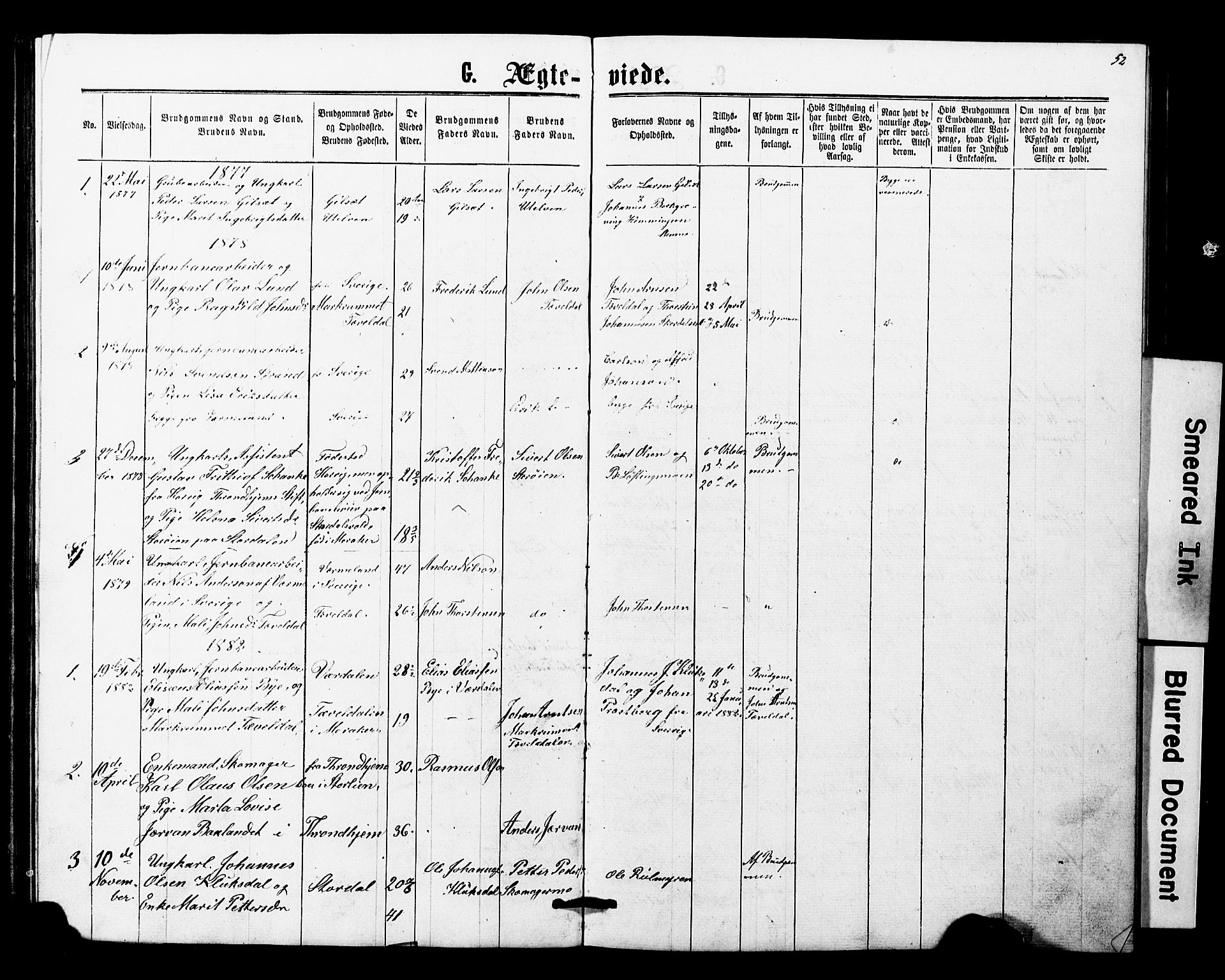 Ministerialprotokoller, klokkerbøker og fødselsregistre - Nord-Trøndelag, AV/SAT-A-1458/707/L0052: Parish register (copy) no. 707C01, 1864-1897, p. 52