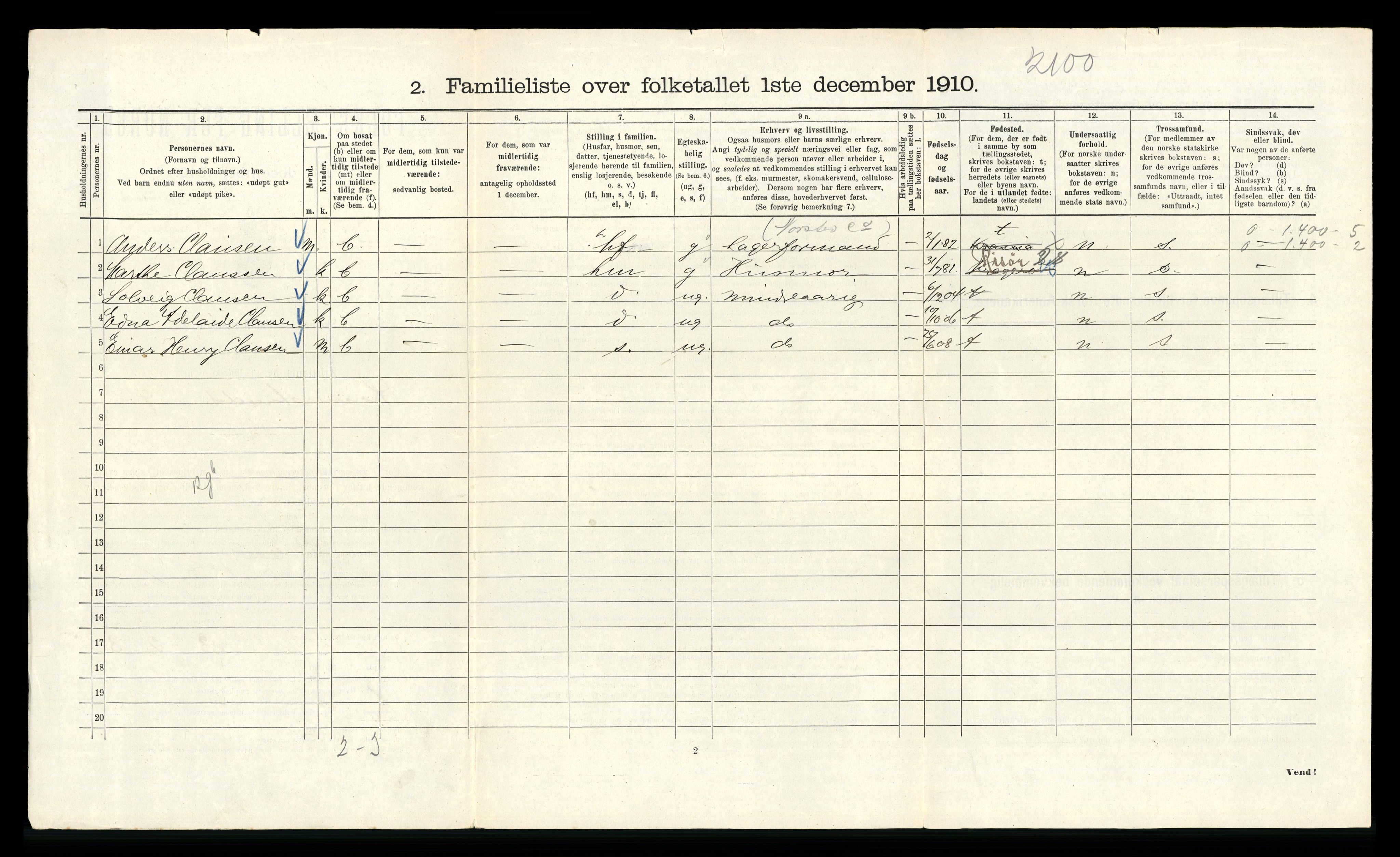 RA, 1910 census for Kristiania, 1910, p. 80230