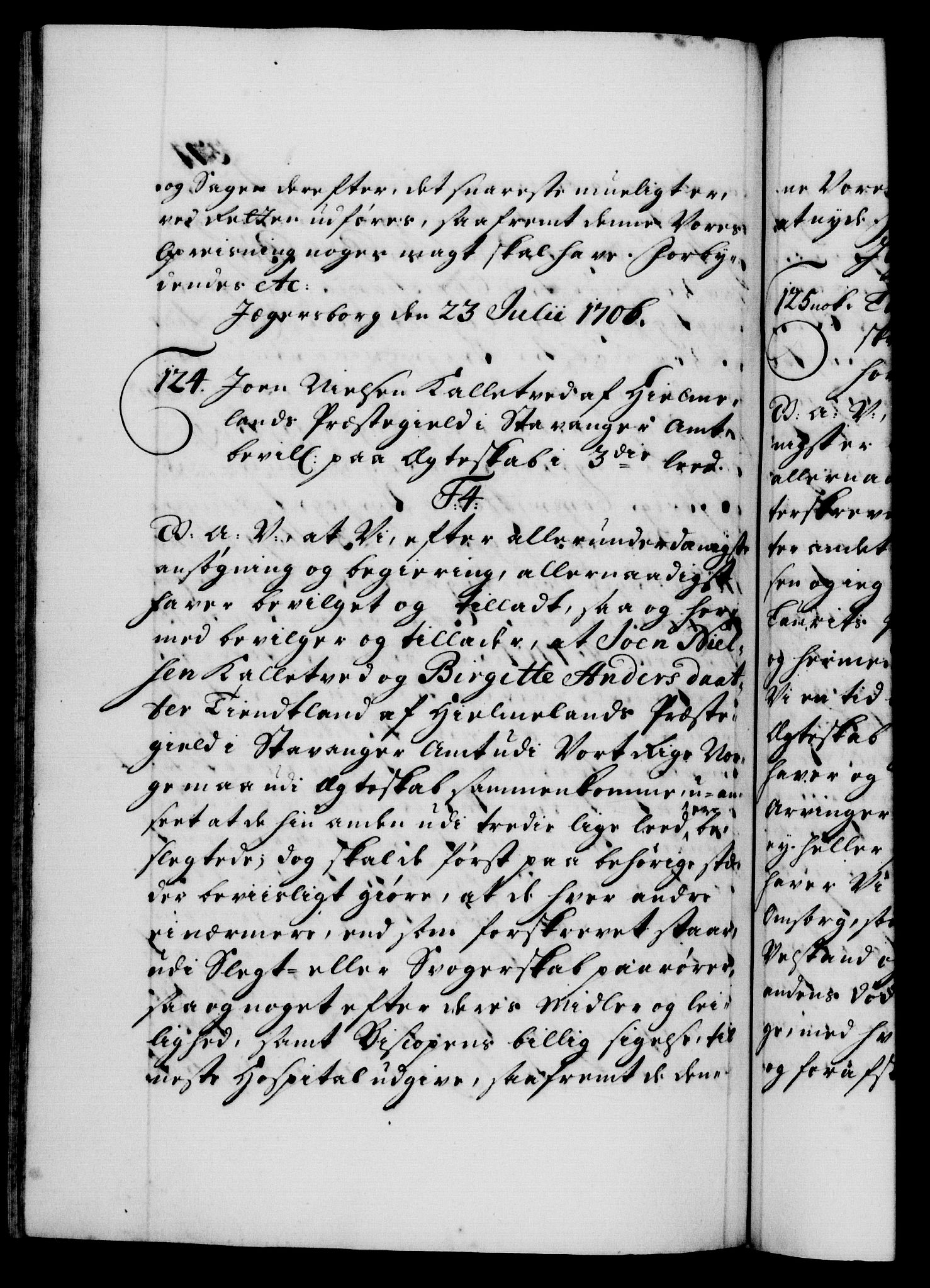 Danske Kanselli 1572-1799, AV/RA-EA-3023/F/Fc/Fca/Fcaa/L0019: Norske registre, 1704-1707, p. 371b