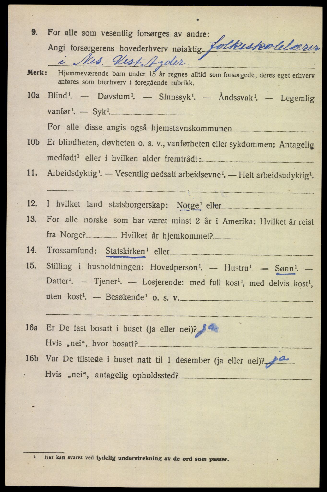 SAK, 1920 census for Nes (V-A), 1920, p. 1389