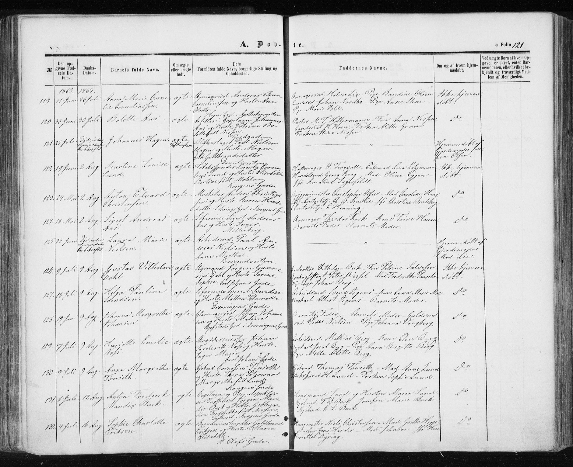 Ministerialprotokoller, klokkerbøker og fødselsregistre - Sør-Trøndelag, SAT/A-1456/601/L0053: Parish register (official) no. 601A21, 1857-1865, p. 121