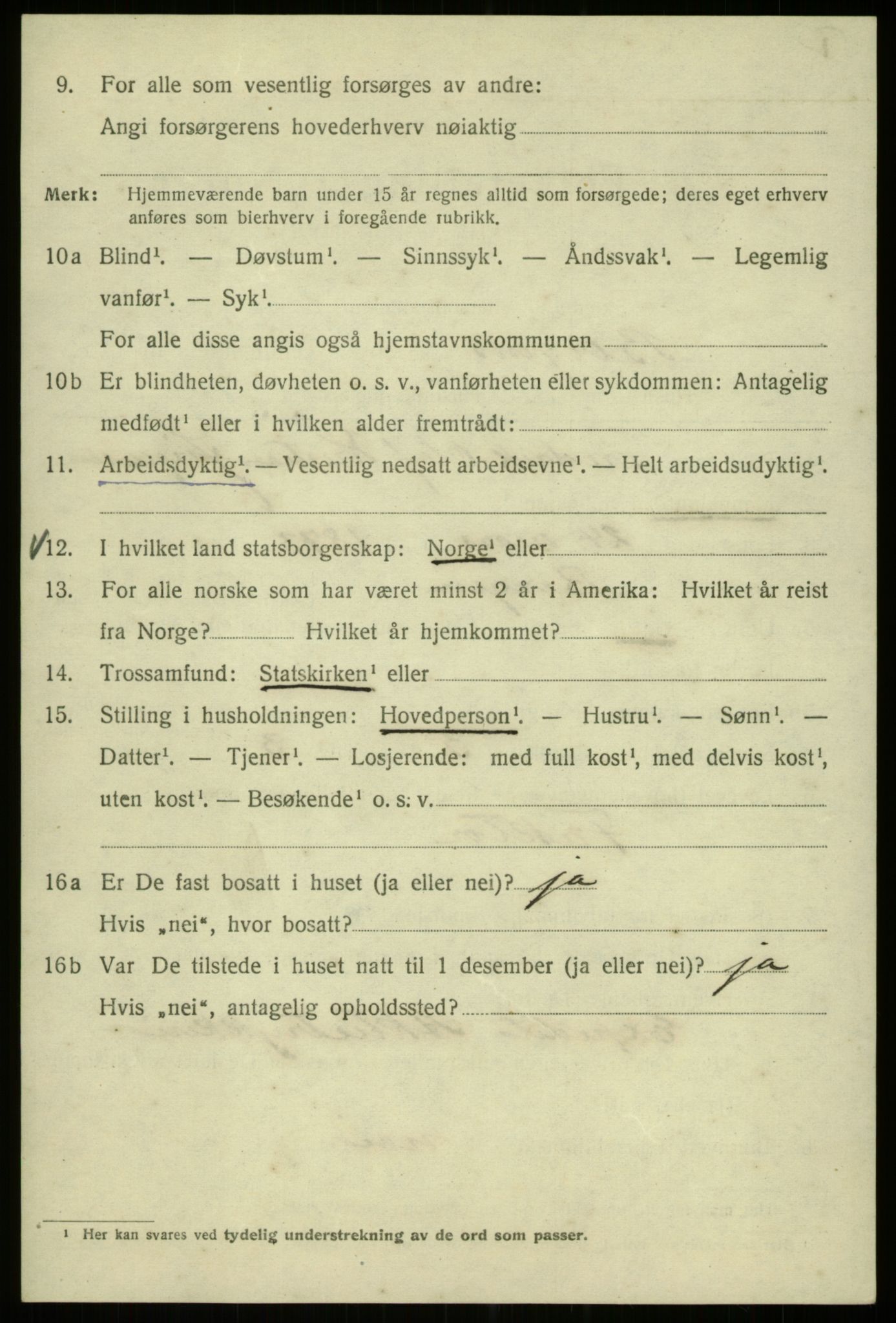 SAB, 1920 census for Bergen, 1920, p. 154581