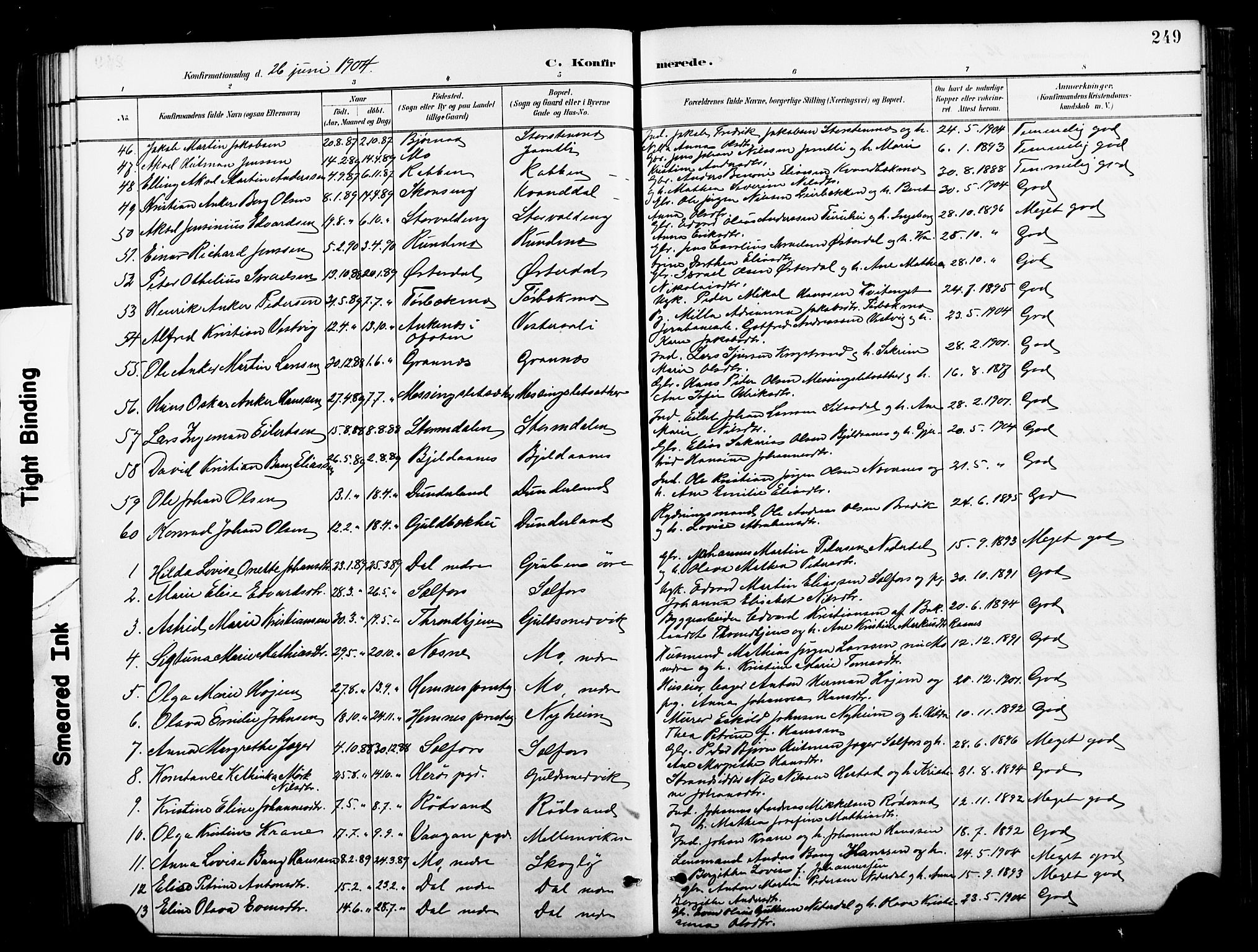 Ministerialprotokoller, klokkerbøker og fødselsregistre - Nordland, SAT/A-1459/827/L0421: Parish register (copy) no. 827C10, 1887-1906, p. 249