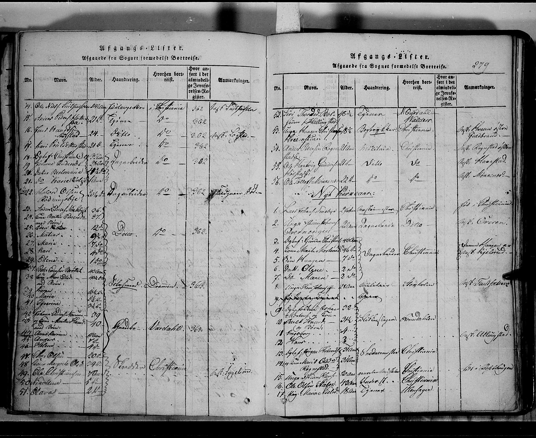 Toten prestekontor, SAH/PREST-102/H/Ha/Hab/L0002: Parish register (copy) no. 2, 1820-1827, p. 279