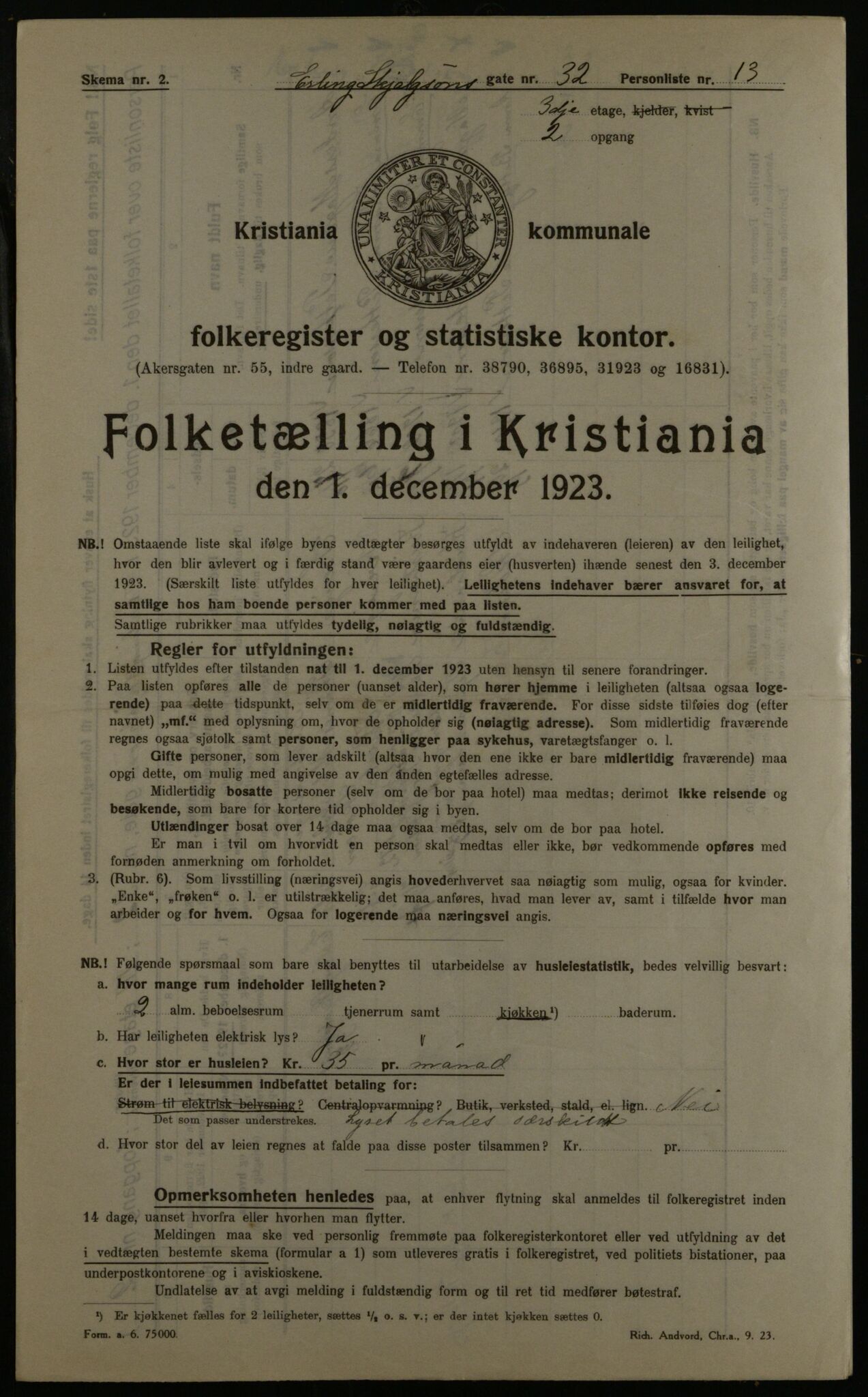 OBA, Municipal Census 1923 for Kristiania, 1923, p. 25243