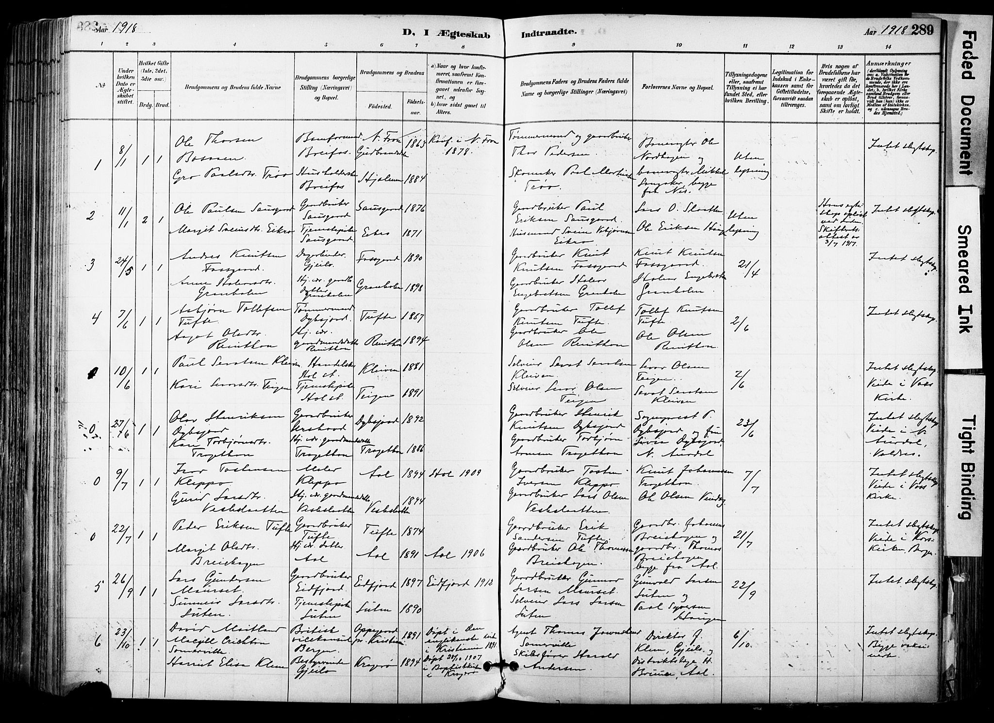 Hol kirkebøker, SAKO/A-227/F/Fa/L0003: Parish register (official) no. I 3, 1887-1918, p. 289