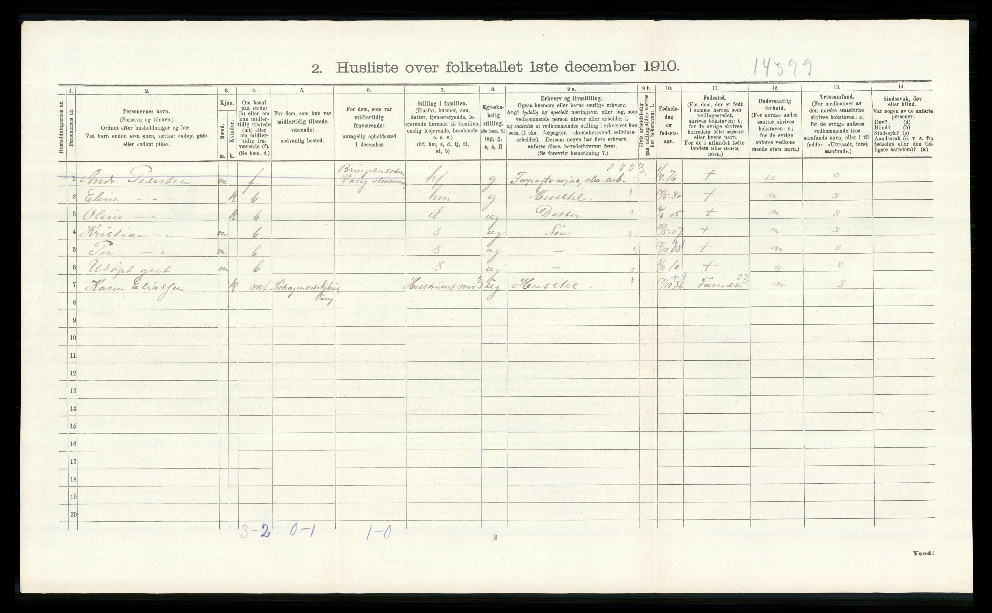 RA, 1910 census for Vang, 1910, p. 1790